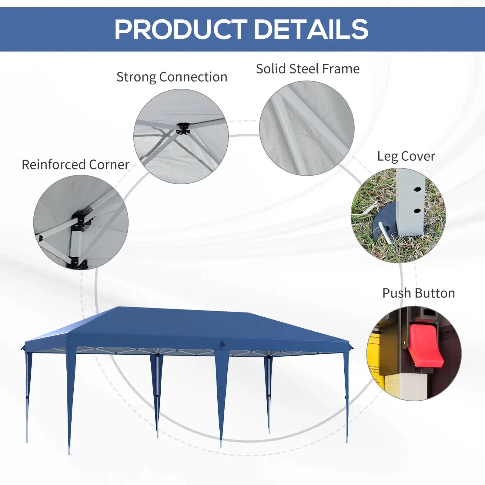Large 6 x 3m Pop Up Gazebo Canopy Waterproof Outdoor Garden Party Tent Marquee - Home and Garden Furniture Shop - #rustic - furniture#