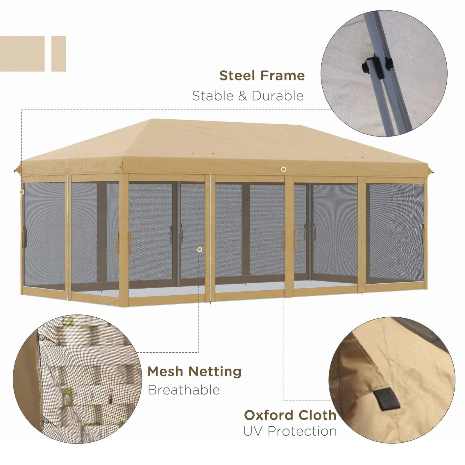 Large 6 x 3m Pop Up Gazebo Party Tent Marquee Canopy with 6 Removable Sidewalls - Home and Garden Furniture Shop - #rustic - furniture#