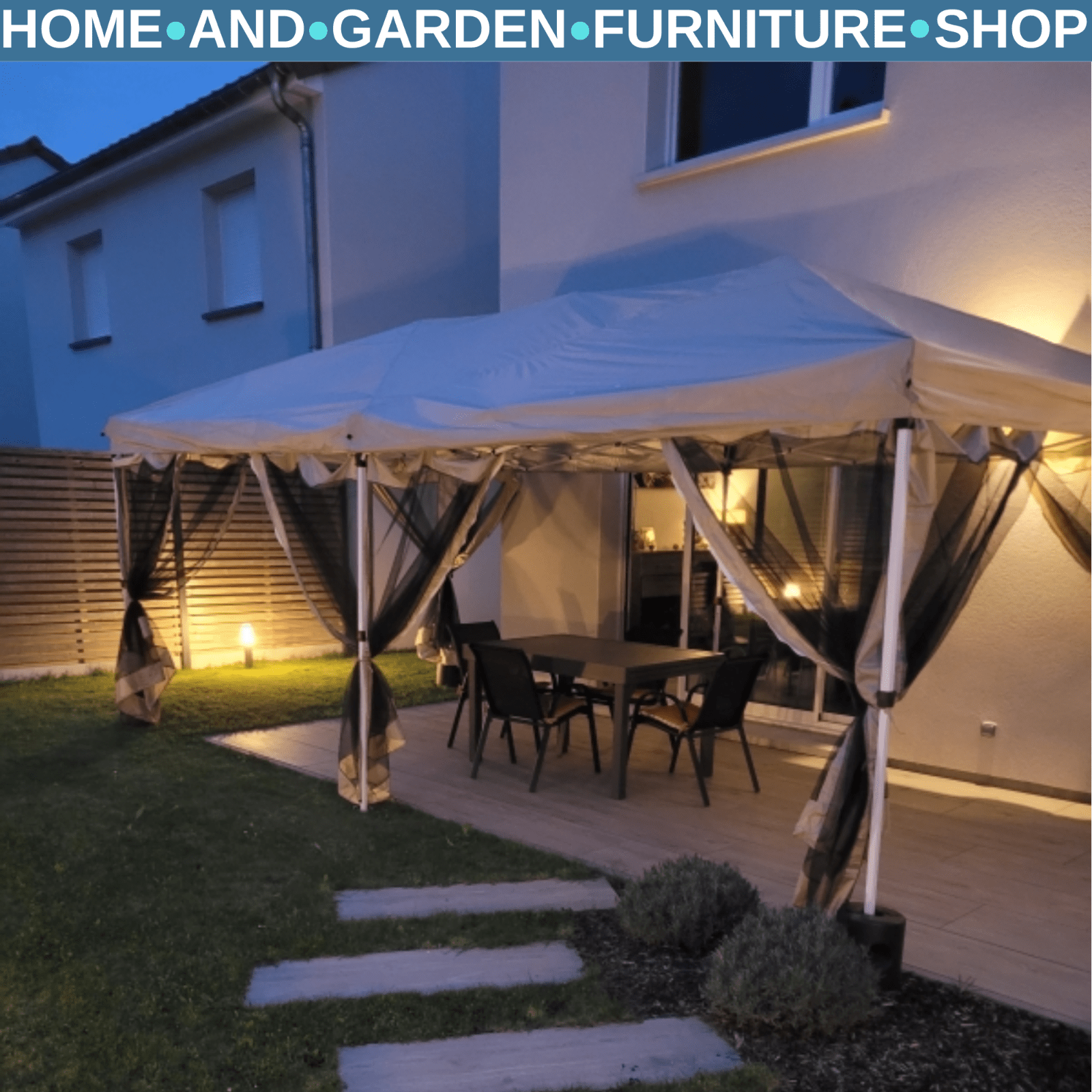 Large 6 x 3m Pop Up Gazebo Party Tent Marquee Canopy with 6 Removable Sidewalls - Home and Garden Furniture Shop - rustic - furniture