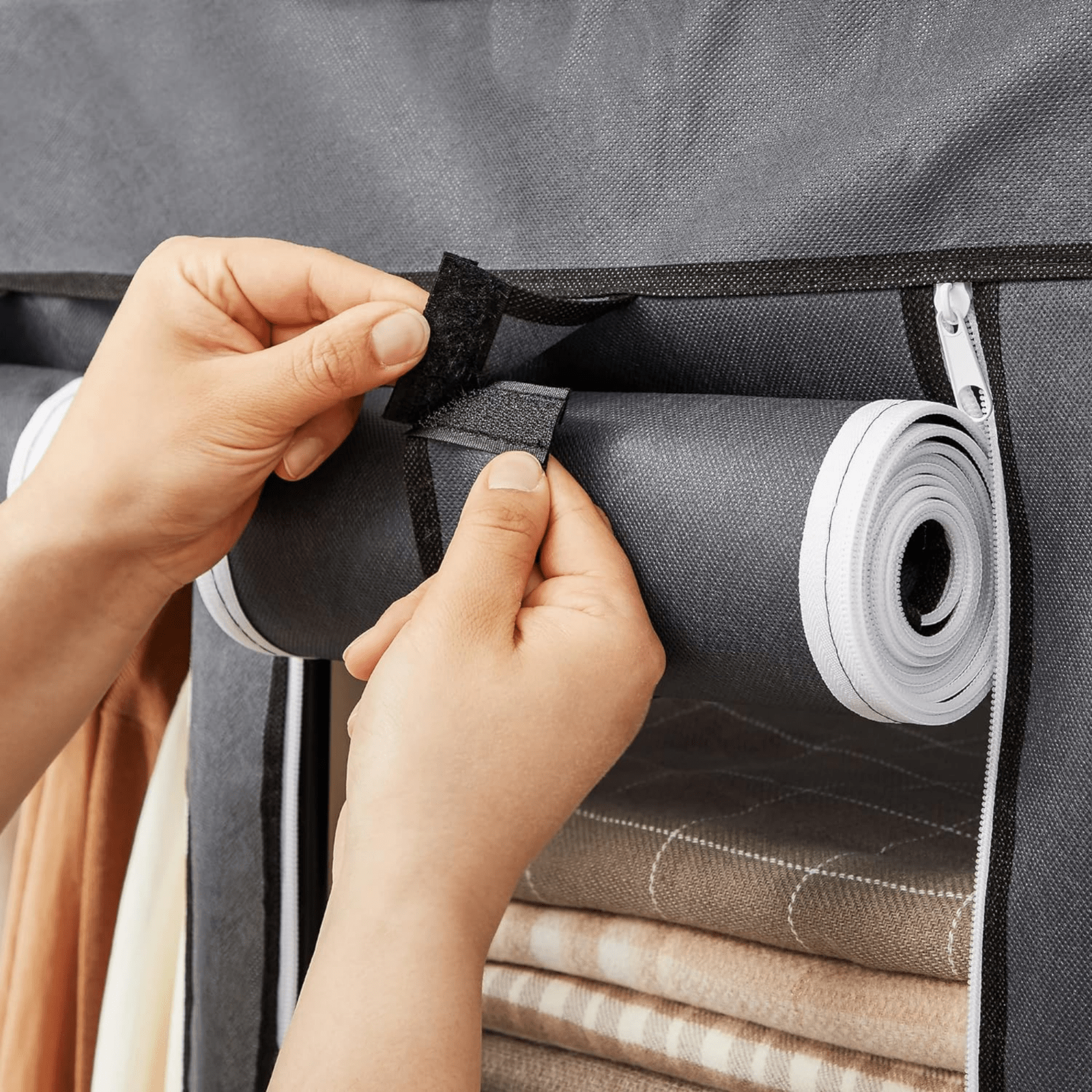 Large Canvas Wardrobe Cupboard Shelves Bedroom Storage Hanging Clothes Rail Rack - Home and Garden Furniture Shop - rustic - furniture