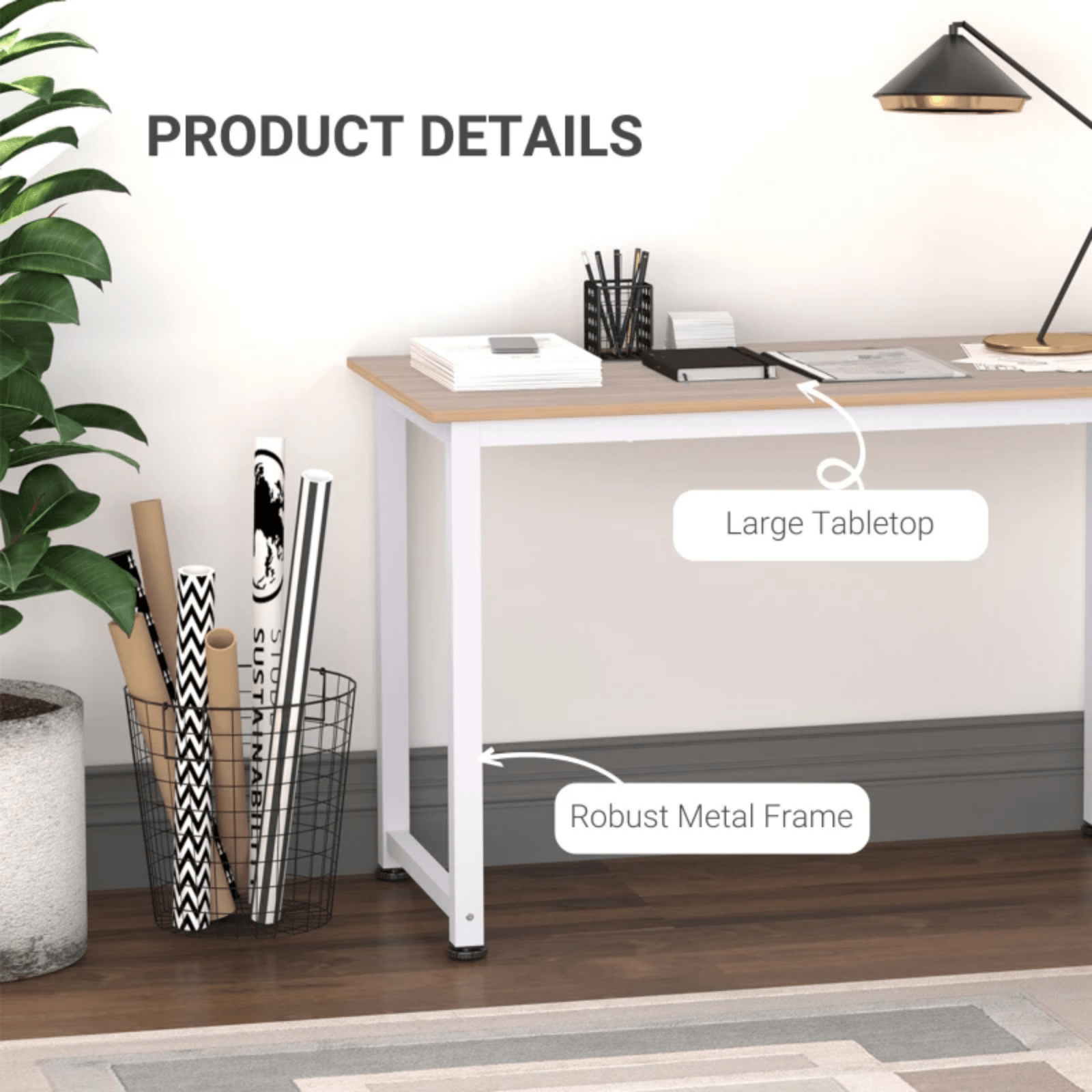 Large Computer Desk Industrial Wood Table Home Office PC Workstation Metal Legs - Home and Garden Furniture Shop - rustic - furniture