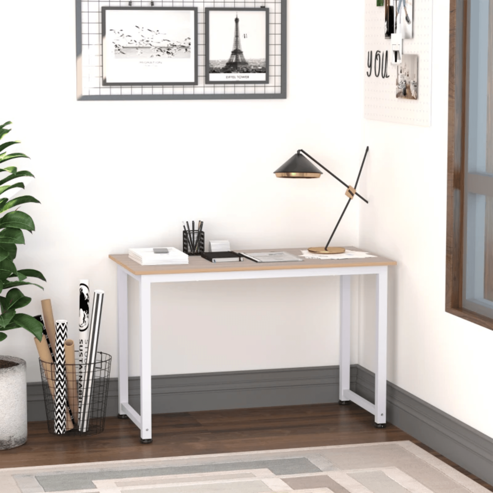 Large Computer Desk Industrial Wood Table Home Office PC Workstation Metal Legs - Home and Garden Furniture Shop - #rustic - furniture#