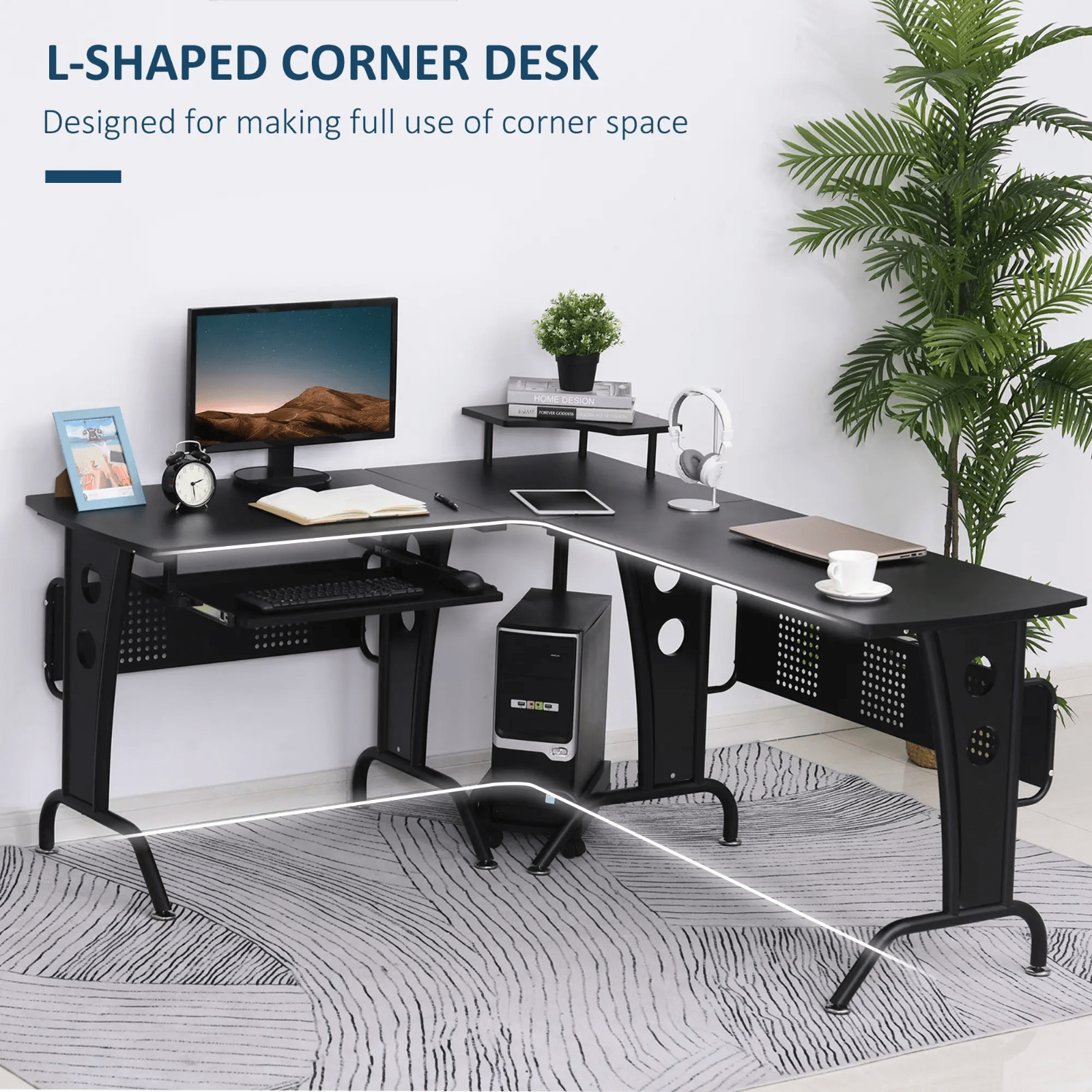 Large Corner Computer Desk Work Monitor Stand Home Office Gaming Desk L Shaped - Home and Garden Furniture Shop - rustic - furniture