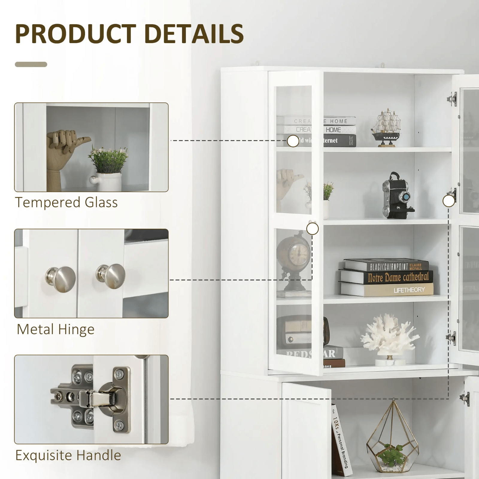 Large Freestanding Kitchen Pantry Cupboard Larder Storage Cabinet Glass Doors - Home and Garden Furniture Shop - #rustic - furniture#