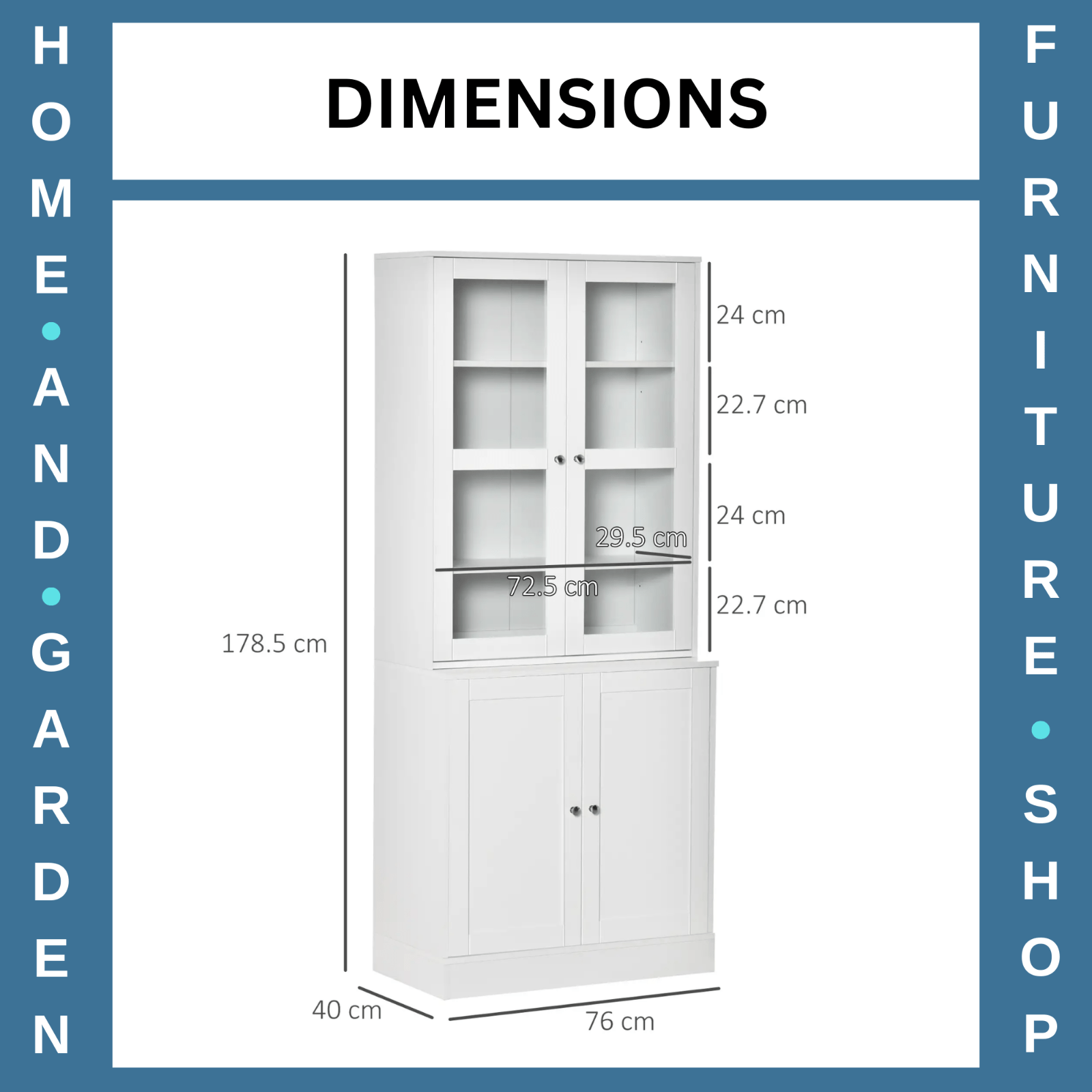 Large Freestanding Kitchen Pantry Cupboard Larder Storage Cabinet Glass Doors - Home and Garden Furniture Shop - #rustic - furniture#