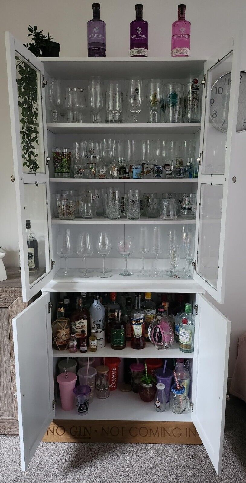 Large Freestanding Kitchen Pantry Cupboard Larder Storage Cabinet Glass Doors - Home and Garden Furniture Shop - #rustic - furniture#