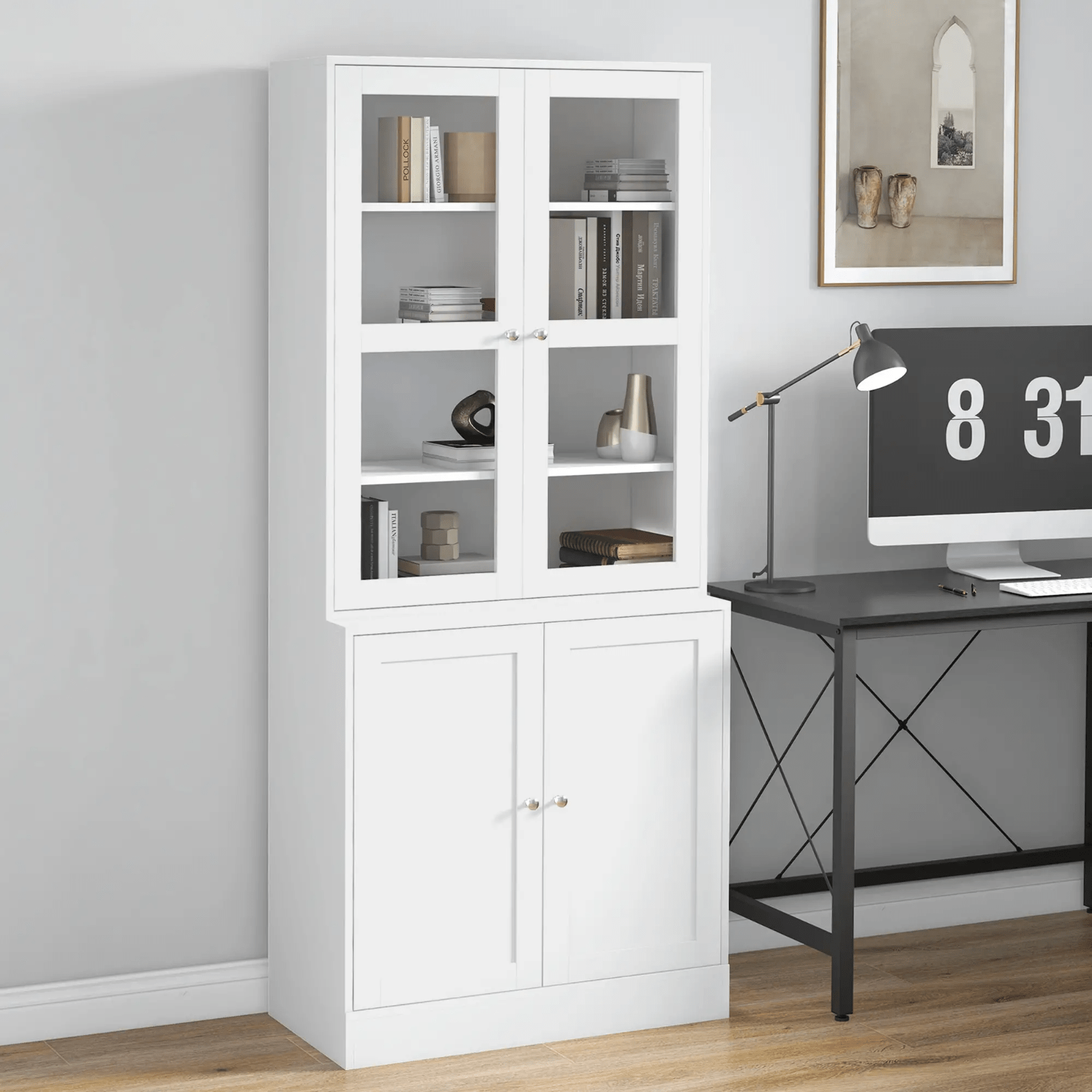 Large Freestanding Kitchen Pantry Cupboard Larder Storage Cabinet Glass Doors - Home and Garden Furniture Shop - #rustic - furniture#
