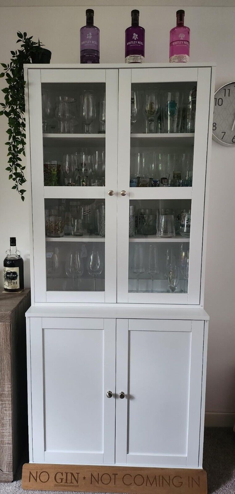 Large Freestanding Kitchen Pantry Cupboard Larder Storage Cabinet Glass Doors - Home and Garden Furniture Shop - #rustic - furniture#