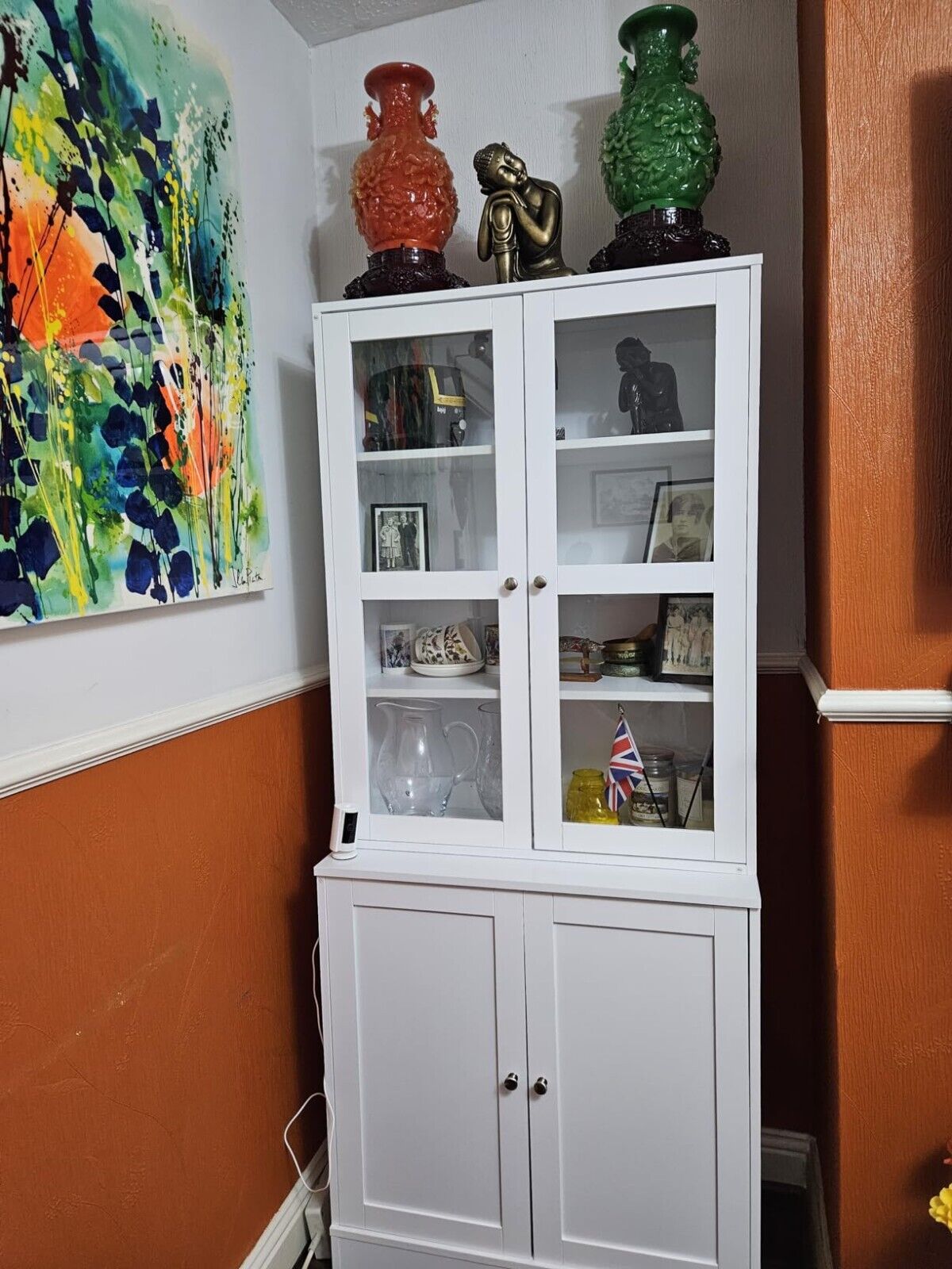 Large Freestanding Kitchen Pantry Cupboard Larder Storage Cabinet Glass Doors - Home and Garden Furniture Shop - #rustic - furniture#