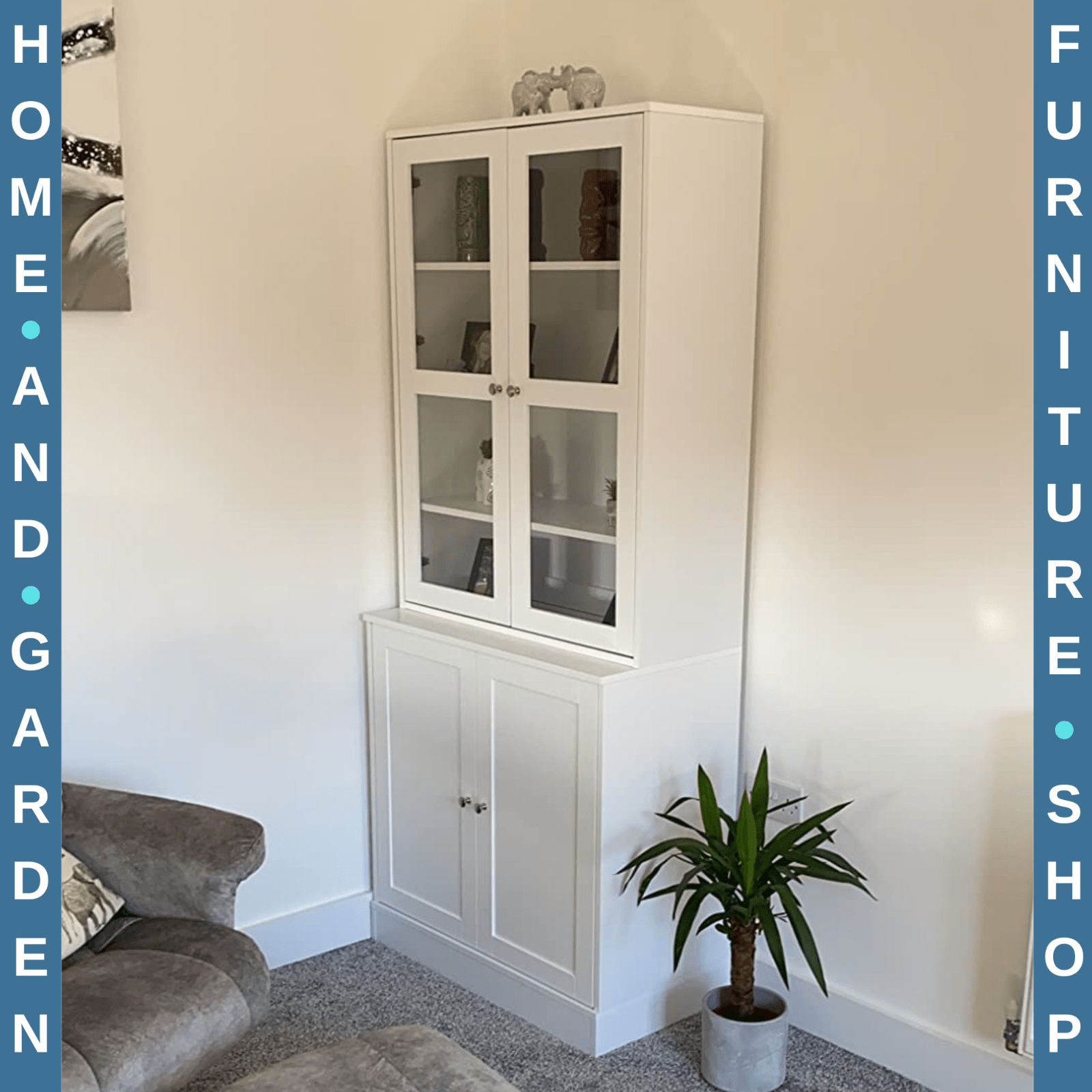 Large Freestanding Kitchen Pantry Cupboard Larder Storage Cabinet Glass Doors - Home and Garden Furniture Shop - #rustic - furniture#