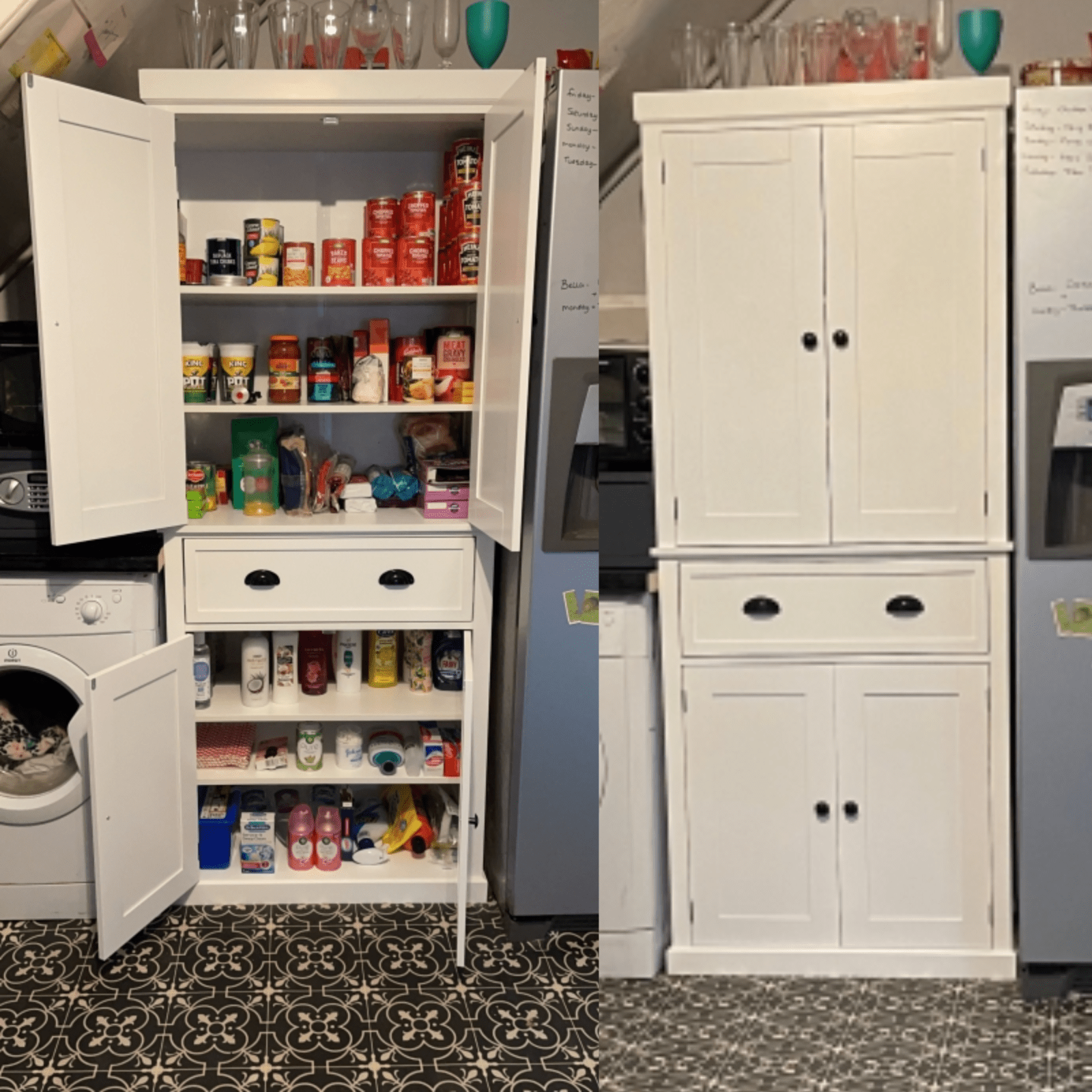 Large Freestanding Kitchen Pantry Cupboard Larder Storage Cabinet White Drawers - Home and Garden Furniture Shop - rustic - furniture