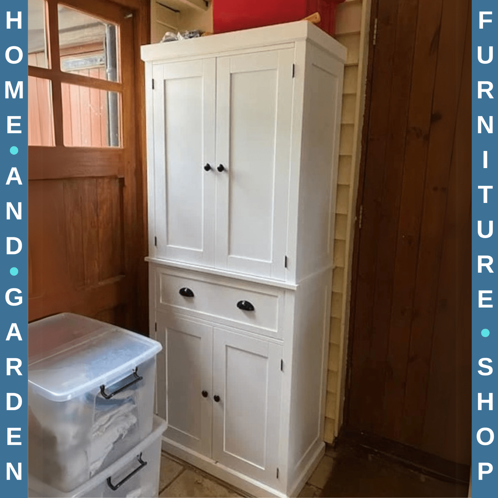 Large Freestanding Kitchen Pantry Cupboard Larder Storage Cabinet White Drawers - Home and Garden Furniture Shop - rustic - furniture