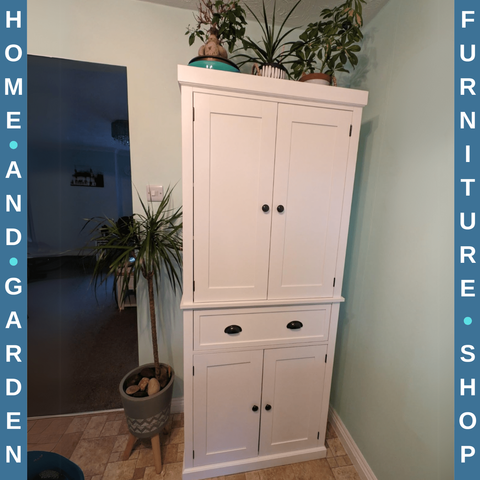 Large Freestanding Kitchen Pantry Cupboard Larder Storage Cabinet White Drawers - Home and Garden Furniture Shop - rustic - furniture