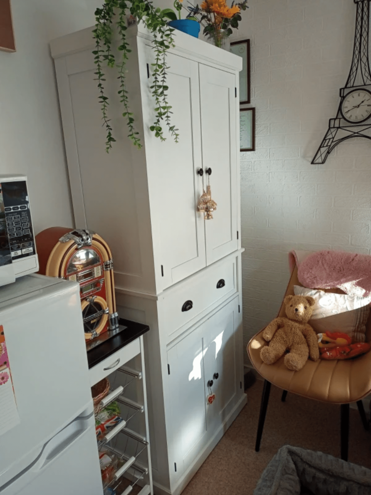 Large Freestanding Kitchen Pantry Cupboard Larder Storage Cabinet White Drawers - Home and Garden Furniture Shop - rustic - furniture