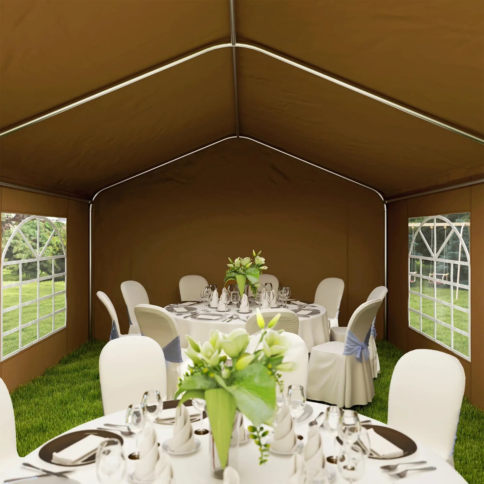 Large Garden Gazebo Marquee Party Wedding Tent Carport Shelter Car Canopy Yellow - Home and Garden Furniture Shop - rustic - furniture