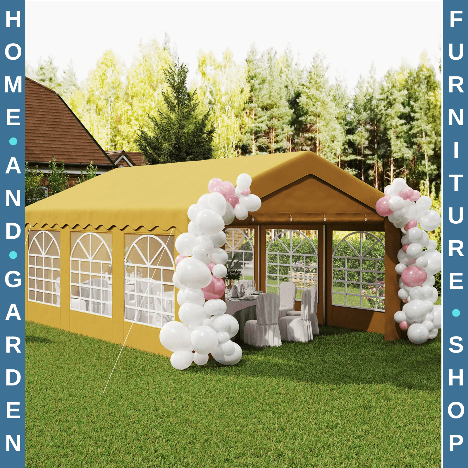 Large Garden Gazebo Marquee Party Wedding Tent Carport Shelter Car Canopy Yellow - Home and Garden Furniture Shop - rustic - furniture