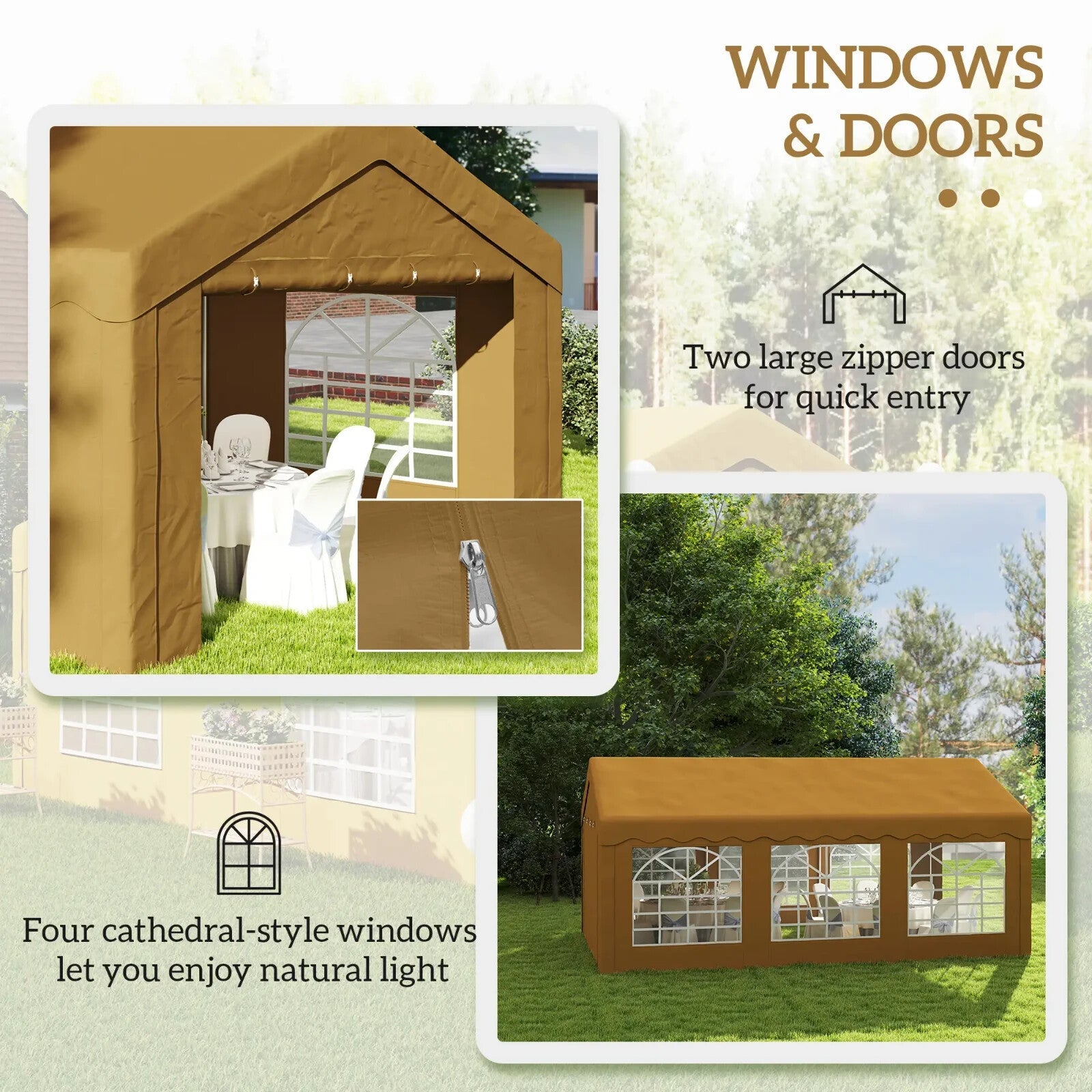 Large Garden Gazebo Marquee Party Wedding Tent Carport Shelter Car Canopy Yellow - Home and Garden Furniture Shop - rustic - furniture