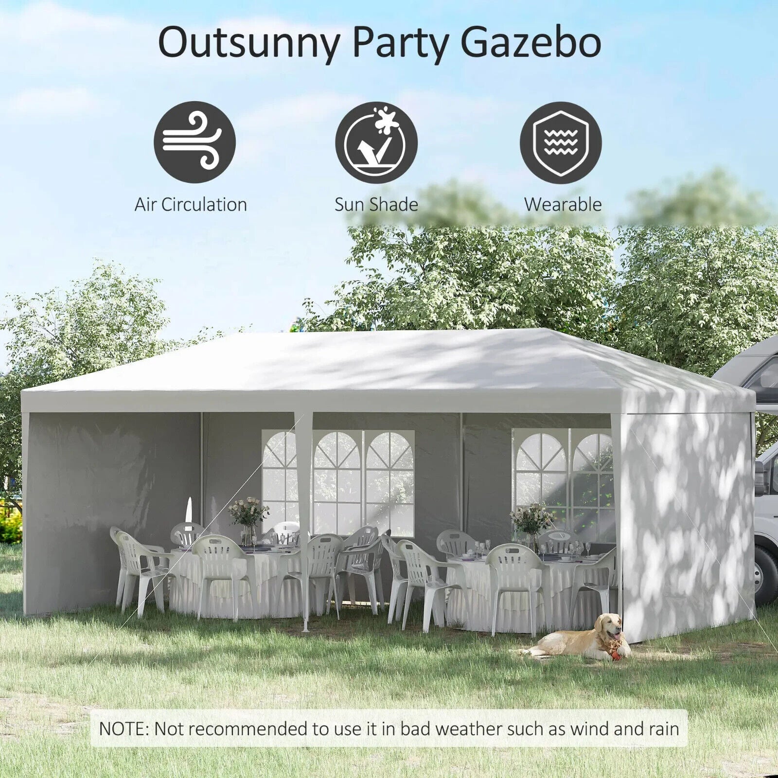 Large Garden Gazebo Wedding Marquee Party Tent 6 x 3m Canopy Canopy Patio White - Home and Garden Furniture Shop - #rustic - furniture#