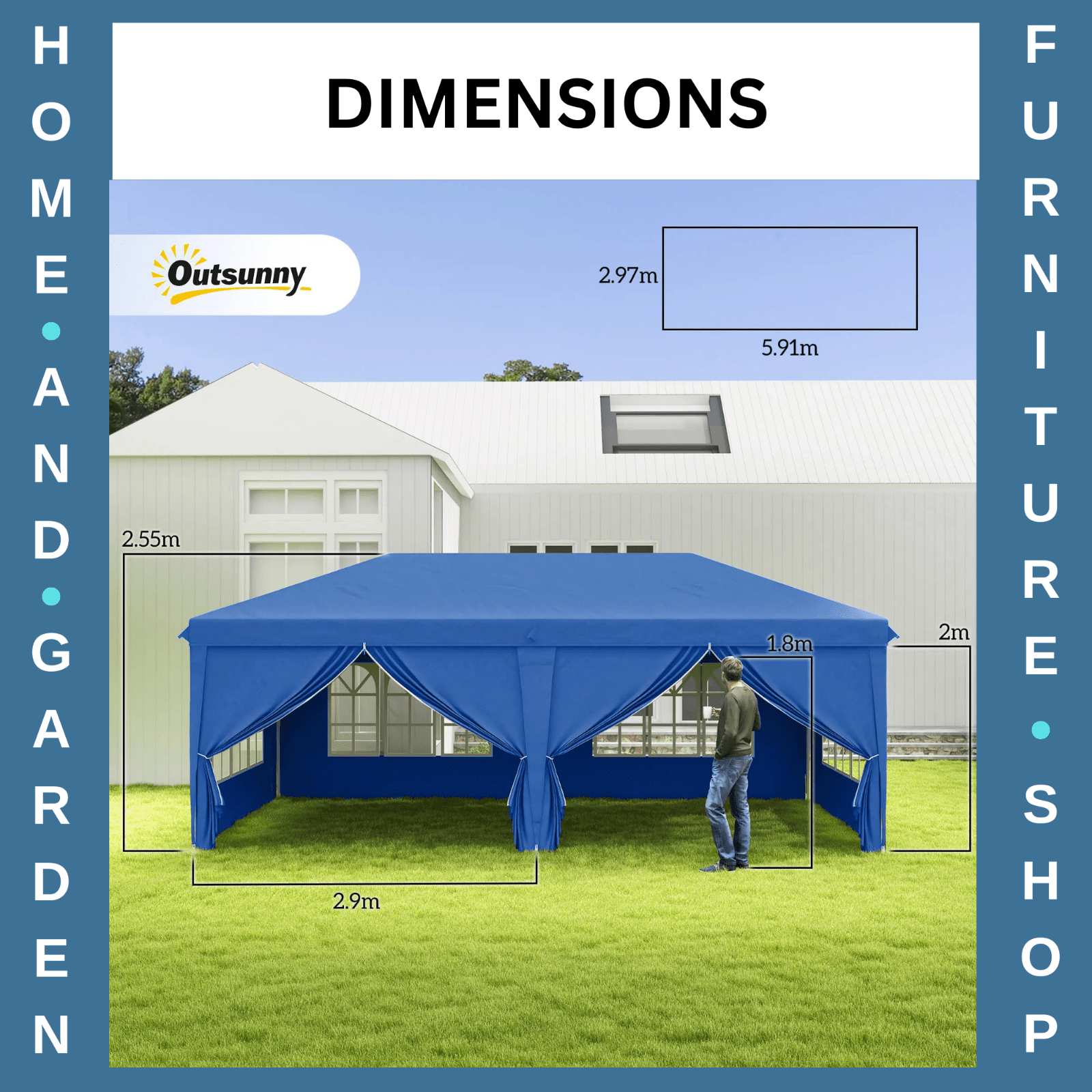 Large Gazebo 6m x 3m Garden Heavy Duty Pop Up Marquee Party Tent Wedding Canopy - Home and Garden Furniture Shop - rustic - furniture