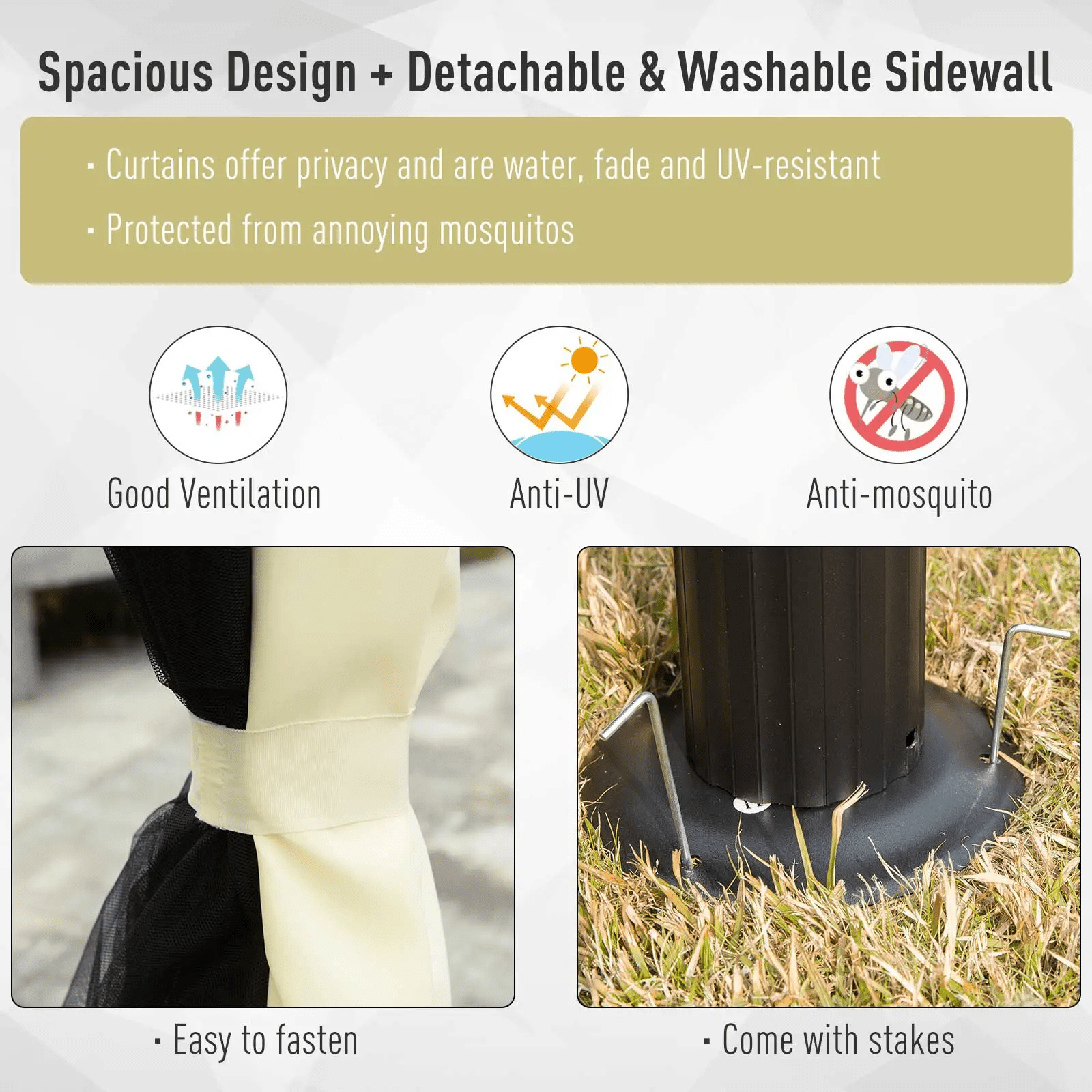 Large Gazebo with Sides Curtains Aluminium Patio Marquee Party Tent 3m x 3.6m - Home and Garden Furniture Shop - rustic - furniture