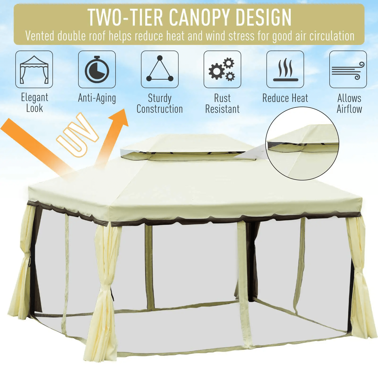 Large Gazebo with Sides Curtains Aluminium Patio Marquee Party Tent 3m x 3.6m - Home and Garden Furniture Shop - #rustic - furniture#