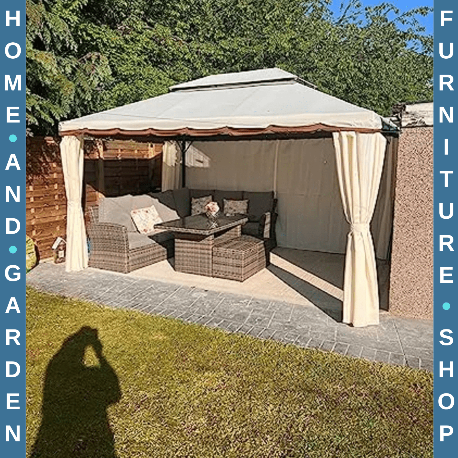 Large Gazebo with Sides Curtains Aluminium Patio Marquee Party Tent 3m x 3.6m - Home and Garden Furniture Shop - rustic - furniture