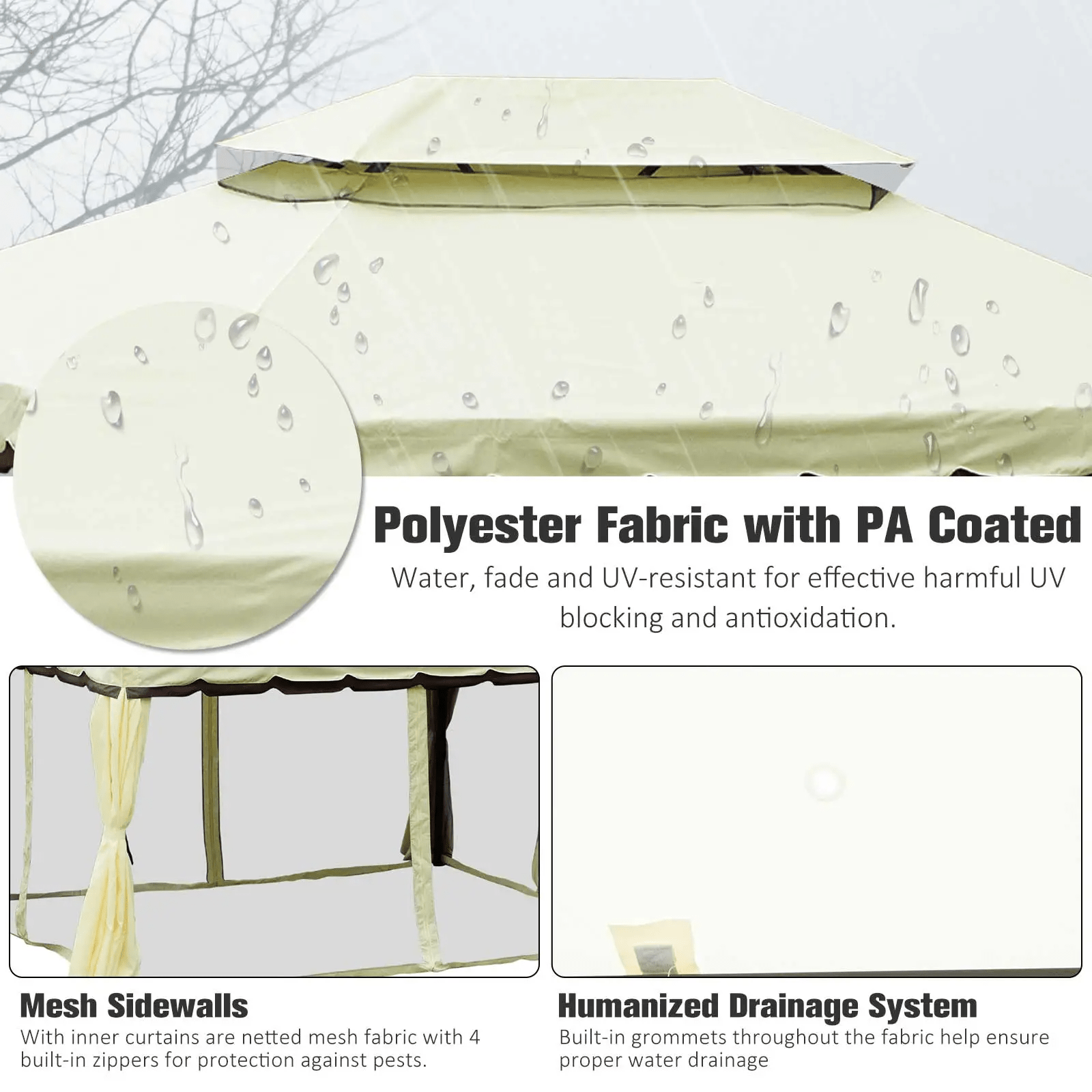 Large Gazebo with Sides Curtains Aluminium Patio Marquee Party Tent 3m x 3.6m - Home and Garden Furniture Shop - rustic - furniture