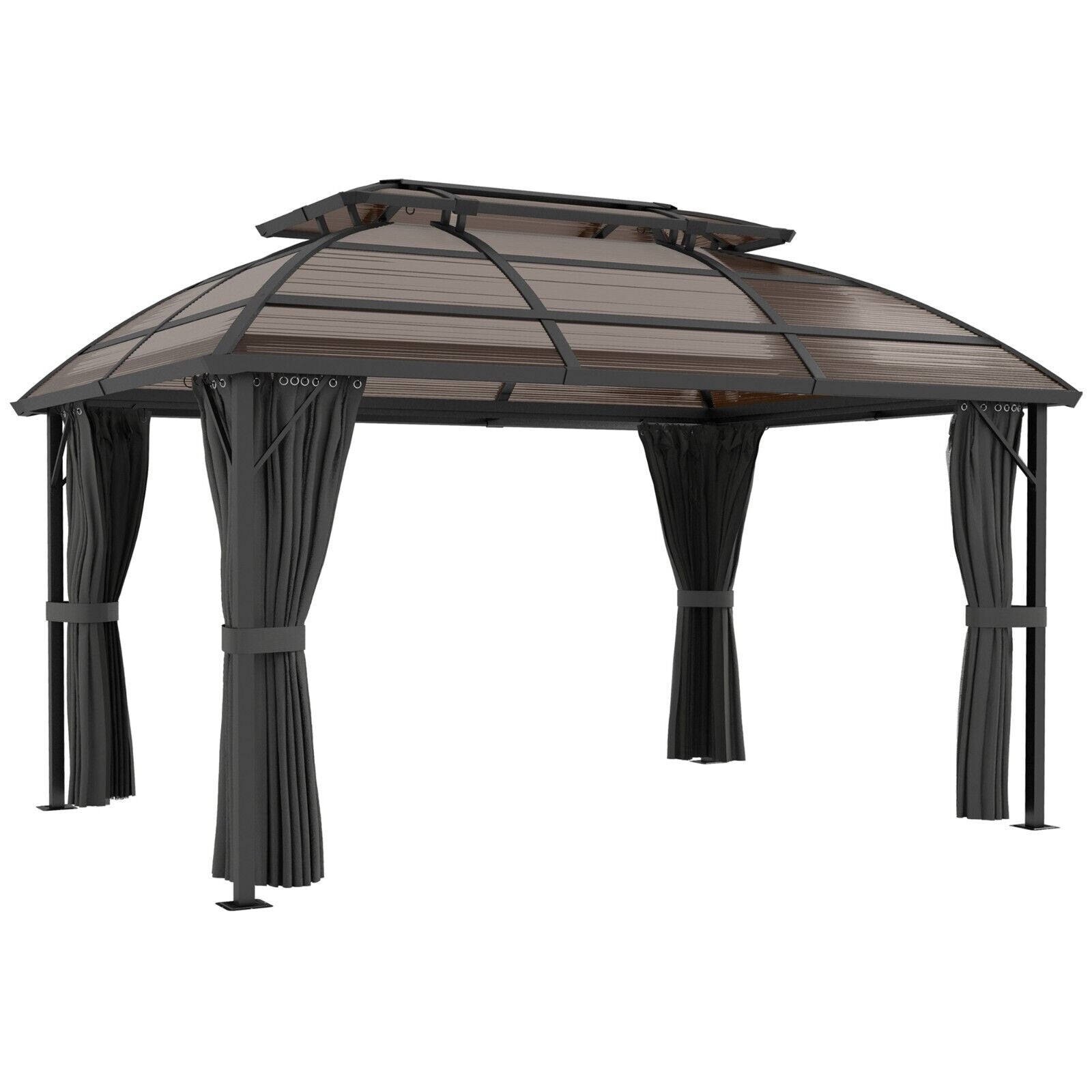 Large Hard Top Gazebo with Sides Outdoor Garden Marquee Metal Frame Curtains 4m - Home and Garden Furniture Shop - #rustic - furniture#