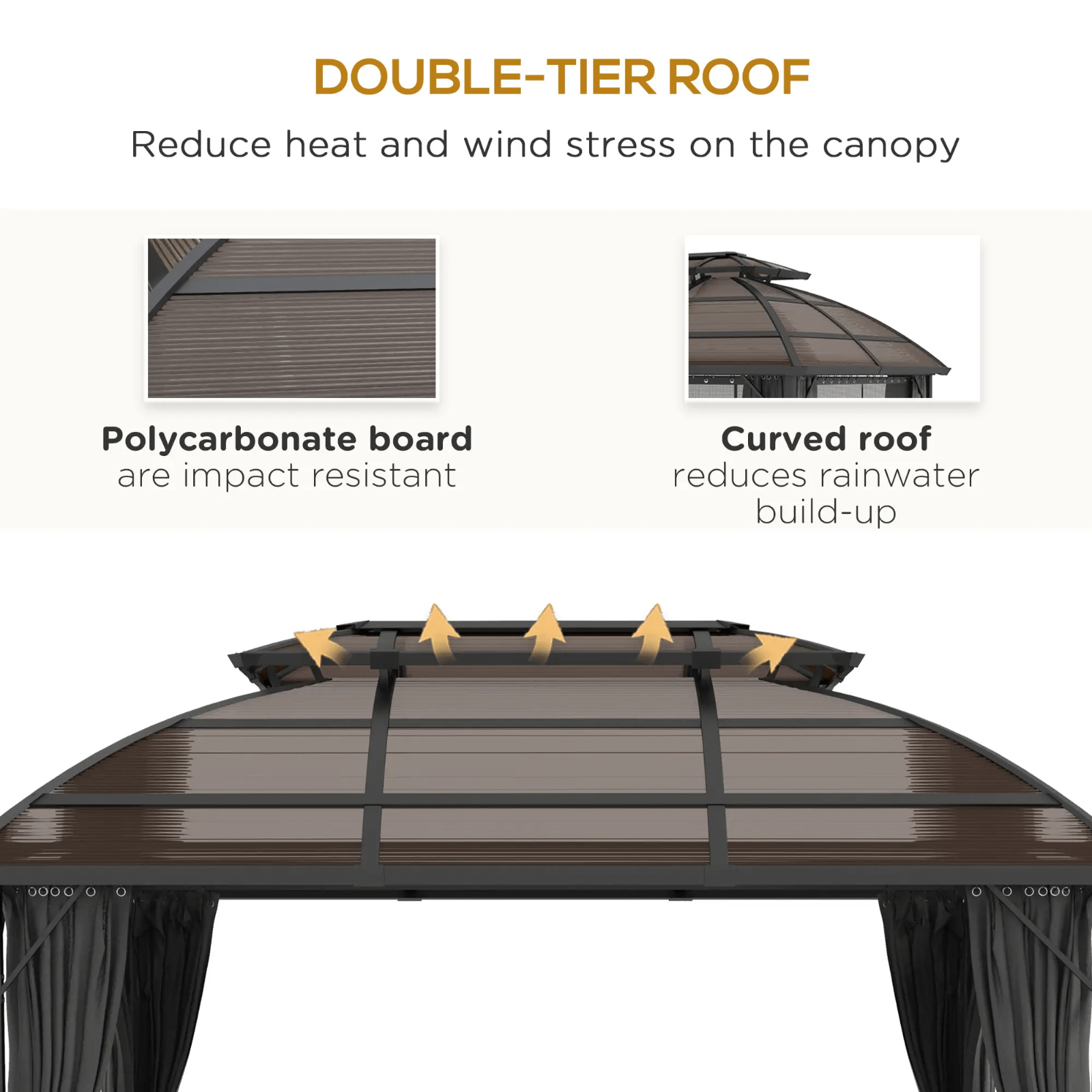 Large Hard Top Gazebo with Sides Outdoor Garden Marquee Metal Frame Curtains 4m - Home and Garden Furniture Shop - #rustic - furniture#
