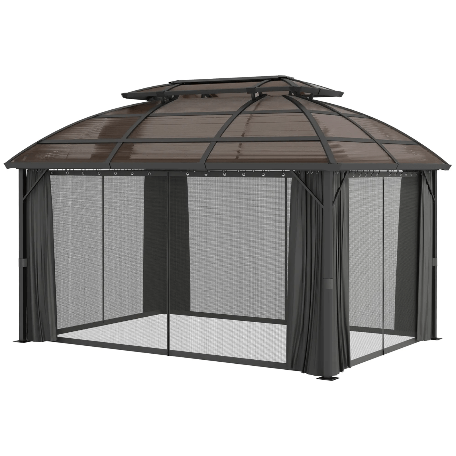 Large Hard Top Gazebo with Sides Outdoor Garden Marquee Metal Frame Curtains 4m - Home and Garden Furniture Shop - #rustic - furniture#