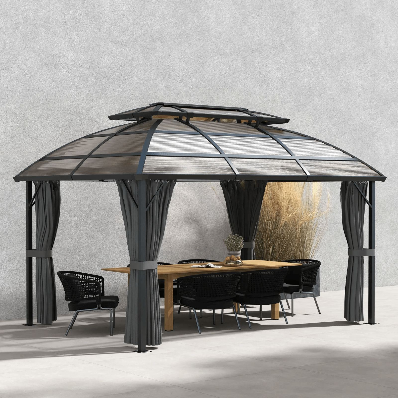 Large Hard Top Gazebo with Sides Outdoor Garden Marquee Metal Frame Curtains 4m - Home and Garden Furniture Shop - #rustic - furniture#