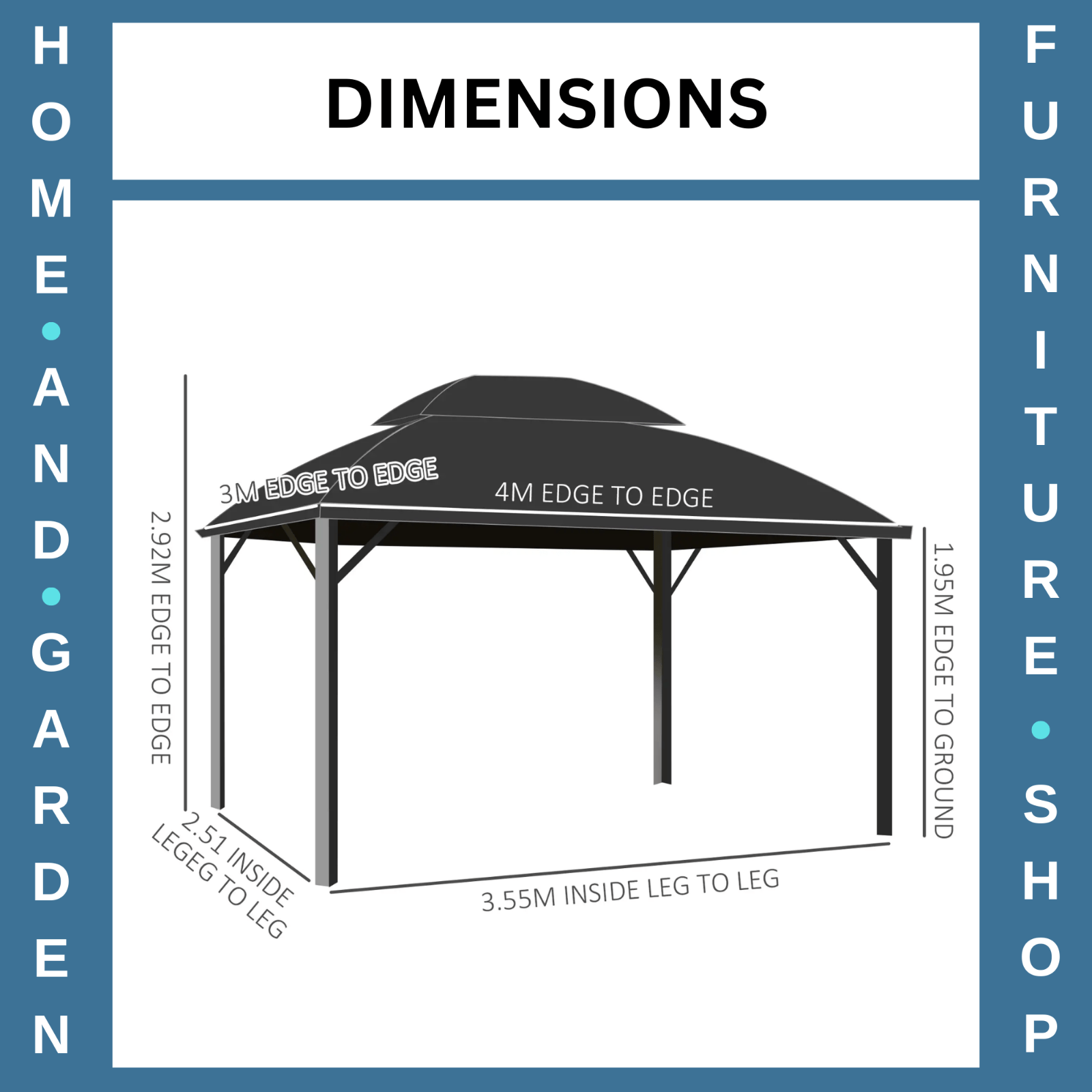 Large Hard Top Gazebo with Sides Outdoor Garden Marquee Metal Frame Curtains 4m - Home and Garden Furniture Shop - #rustic - furniture#
