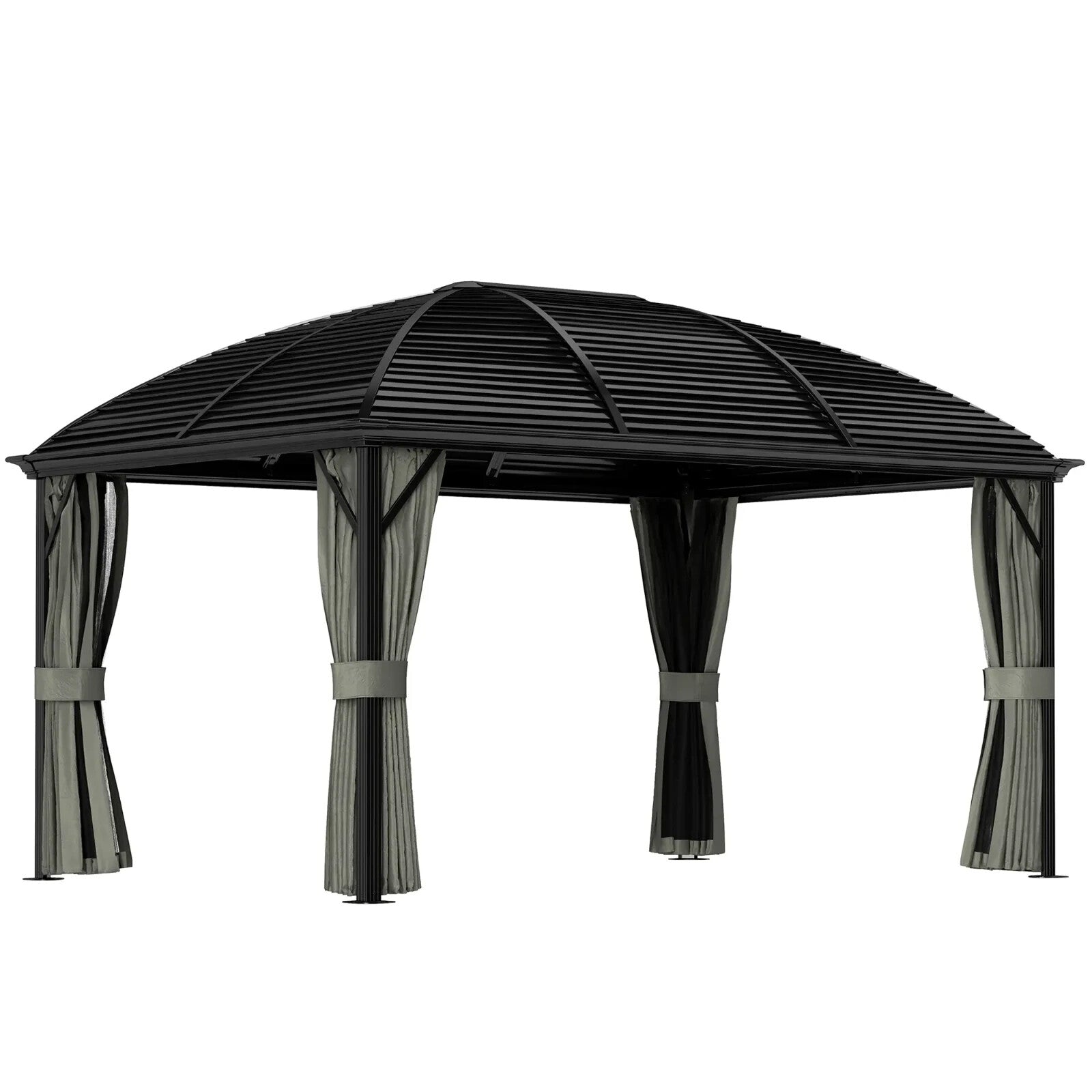 Large Hardtop Gazebo with Curtains Steel Roof Heavy Duty Garden Pavilion 3 x 4m - Home and Garden Furniture Shop - rustic - furniture