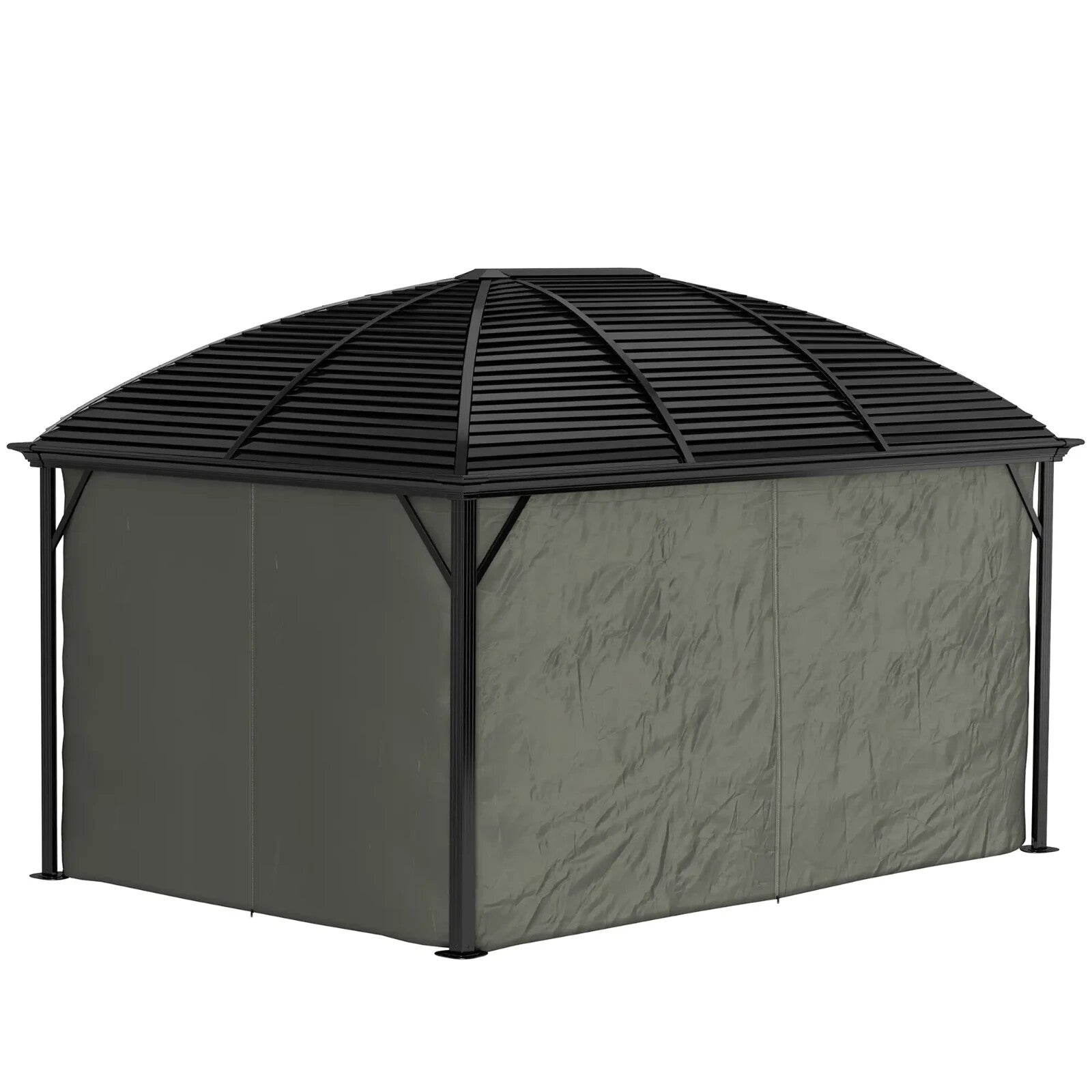 Large Hardtop Gazebo with Curtains Steel Roof Heavy Duty Garden Pavilion 3 x 4m - Home and Garden Furniture Shop - rustic - furniture