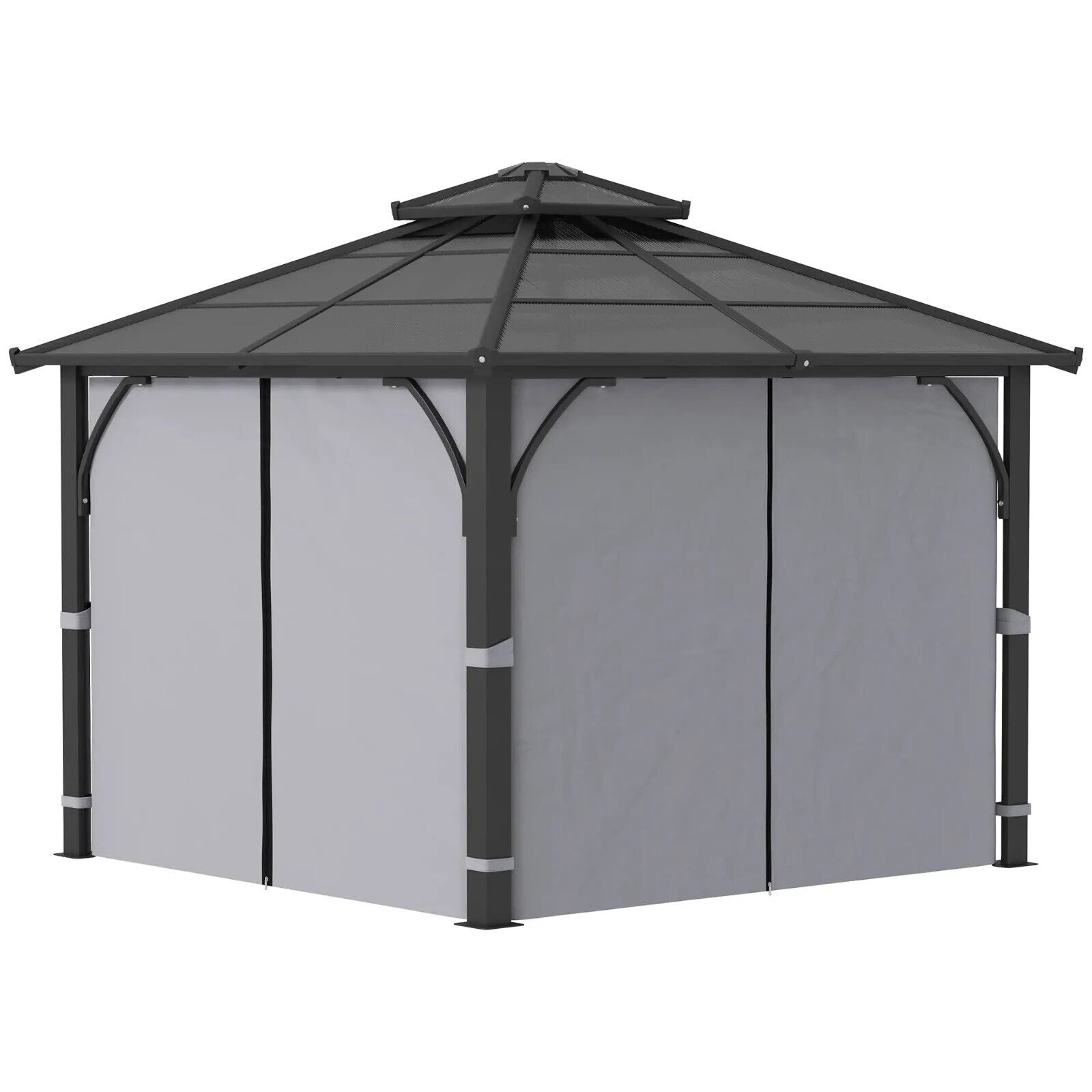 Large Hardtop Gazebo with Polycarbonate Roof and Sides Heavy Duty Marquee Grey - Home and Garden Furniture Shop - #rustic - furniture#
