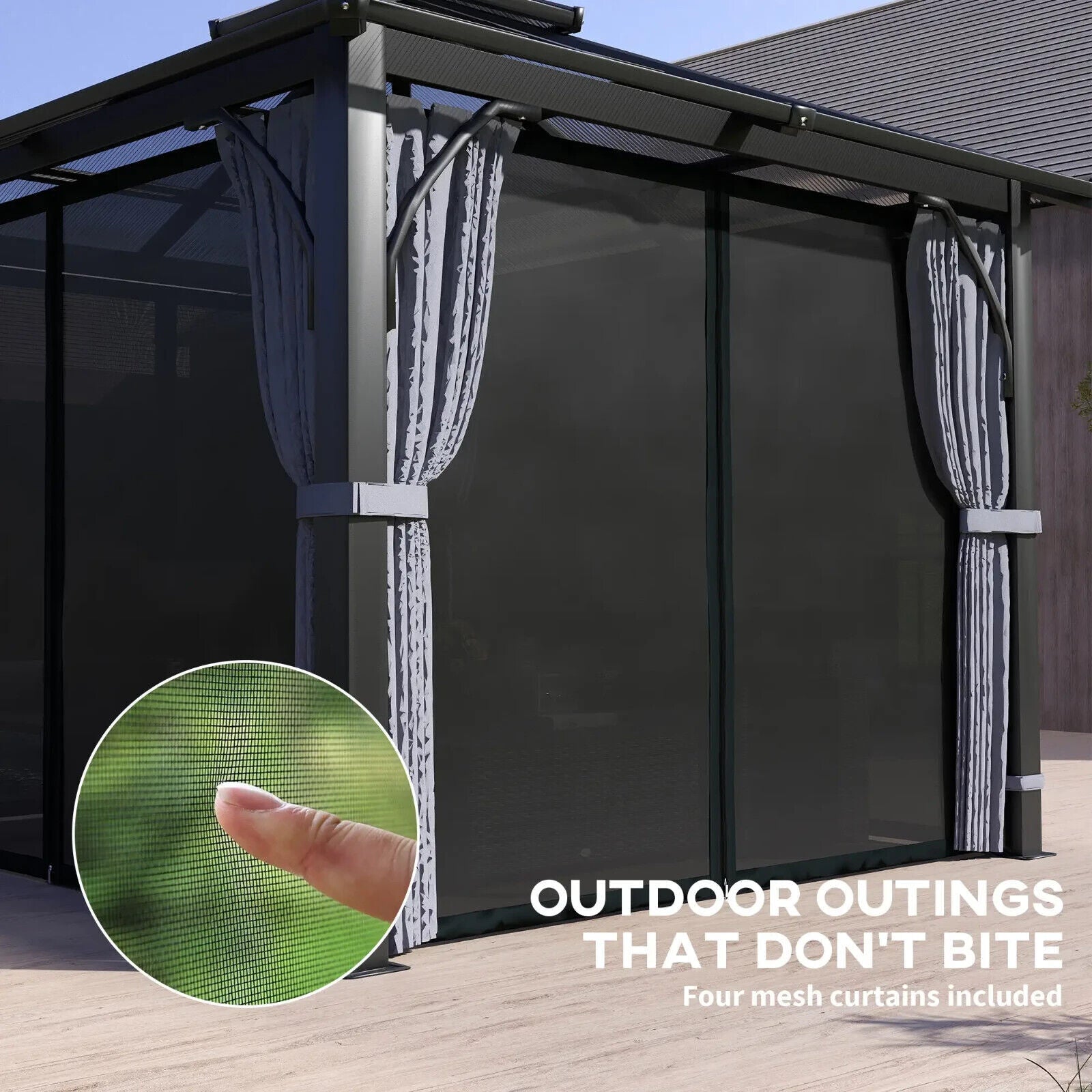 Large Hardtop Gazebo with Polycarbonate Roof and Sides Heavy Duty Marquee Grey - Home and Garden Furniture Shop - #rustic - furniture#