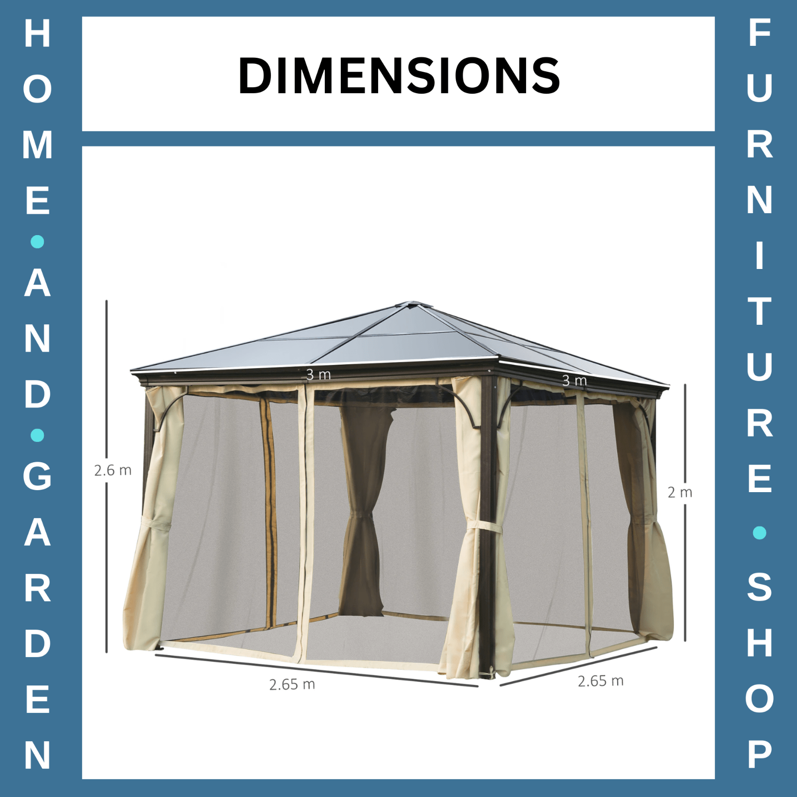 Large Hardtop Gazebo with Sides Curtains Garden Cover Metal Frame Patio Shelter - Home and Garden Furniture Shop - rustic - furniture