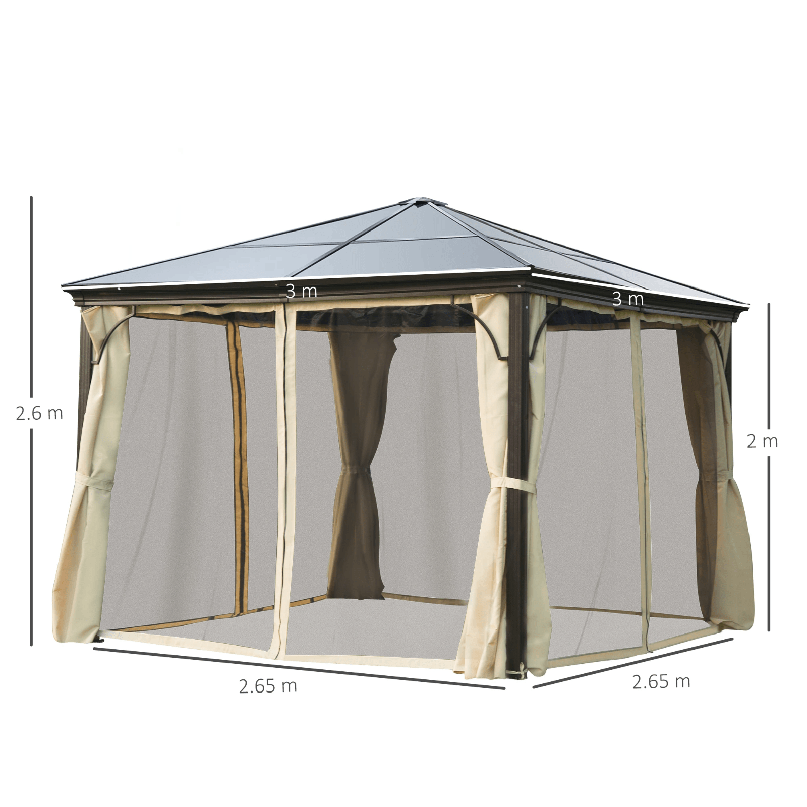 Large Hardtop Gazebo with Sides Curtains Garden Cover Metal Frame Patio Shelter - Home and Garden Furniture Shop - rustic - furniture