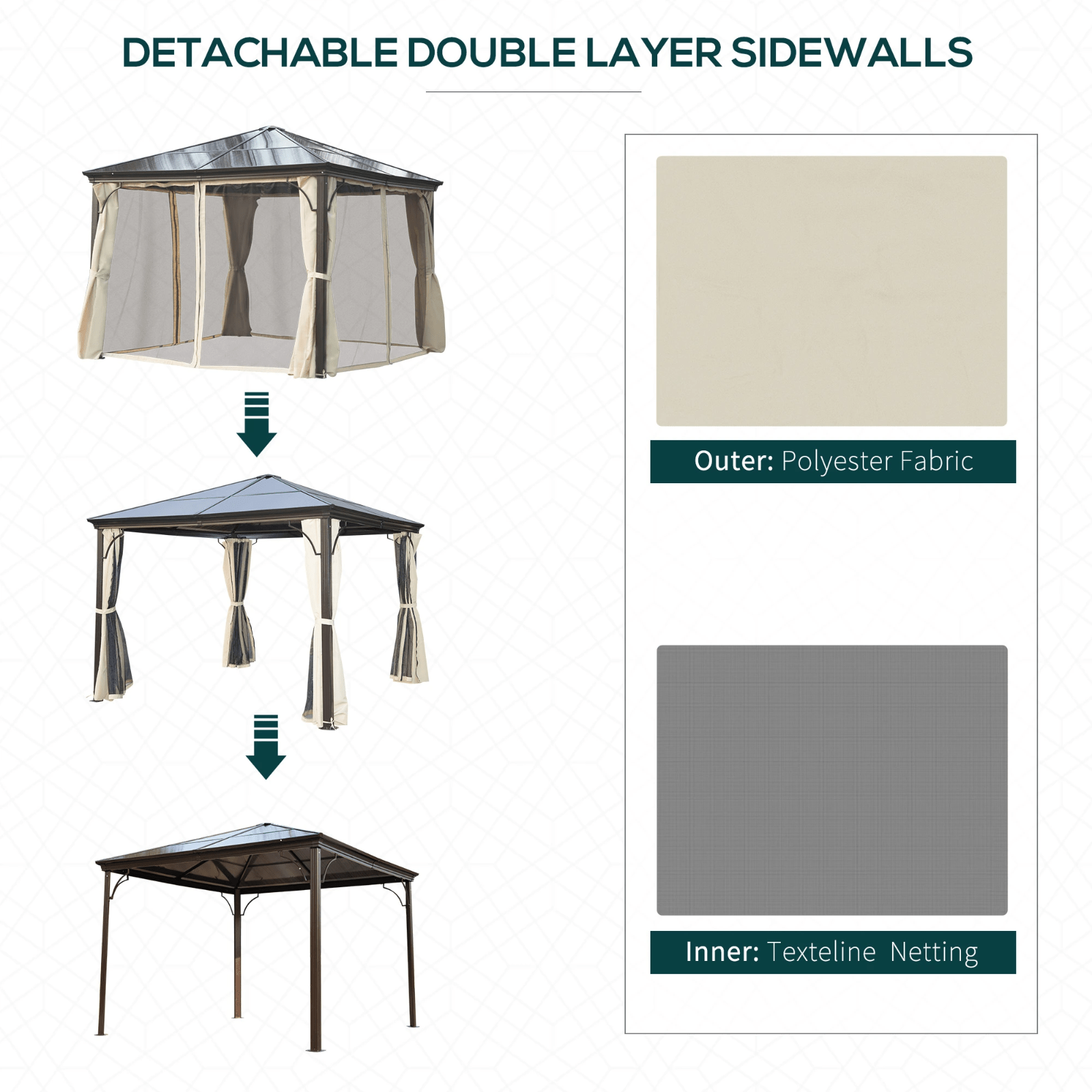 Large Hardtop Gazebo with Sides Curtains Garden Cover Metal Frame Patio Shelter - Home and Garden Furniture Shop - rustic - furniture