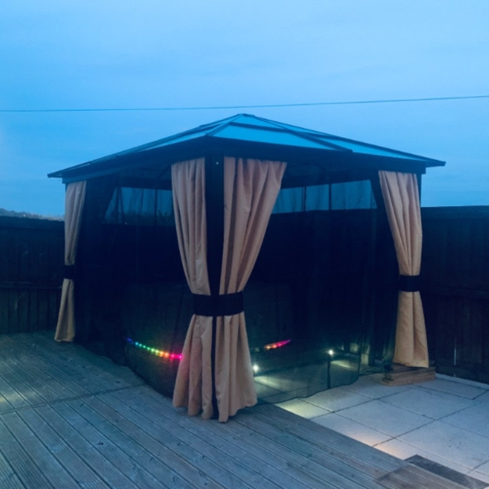 Large Hardtop Gazebo with Sides Polycarbonate Roof Metal Frame Hot Tub Shelter - Home and Garden Furniture Shop - rustic - furniture