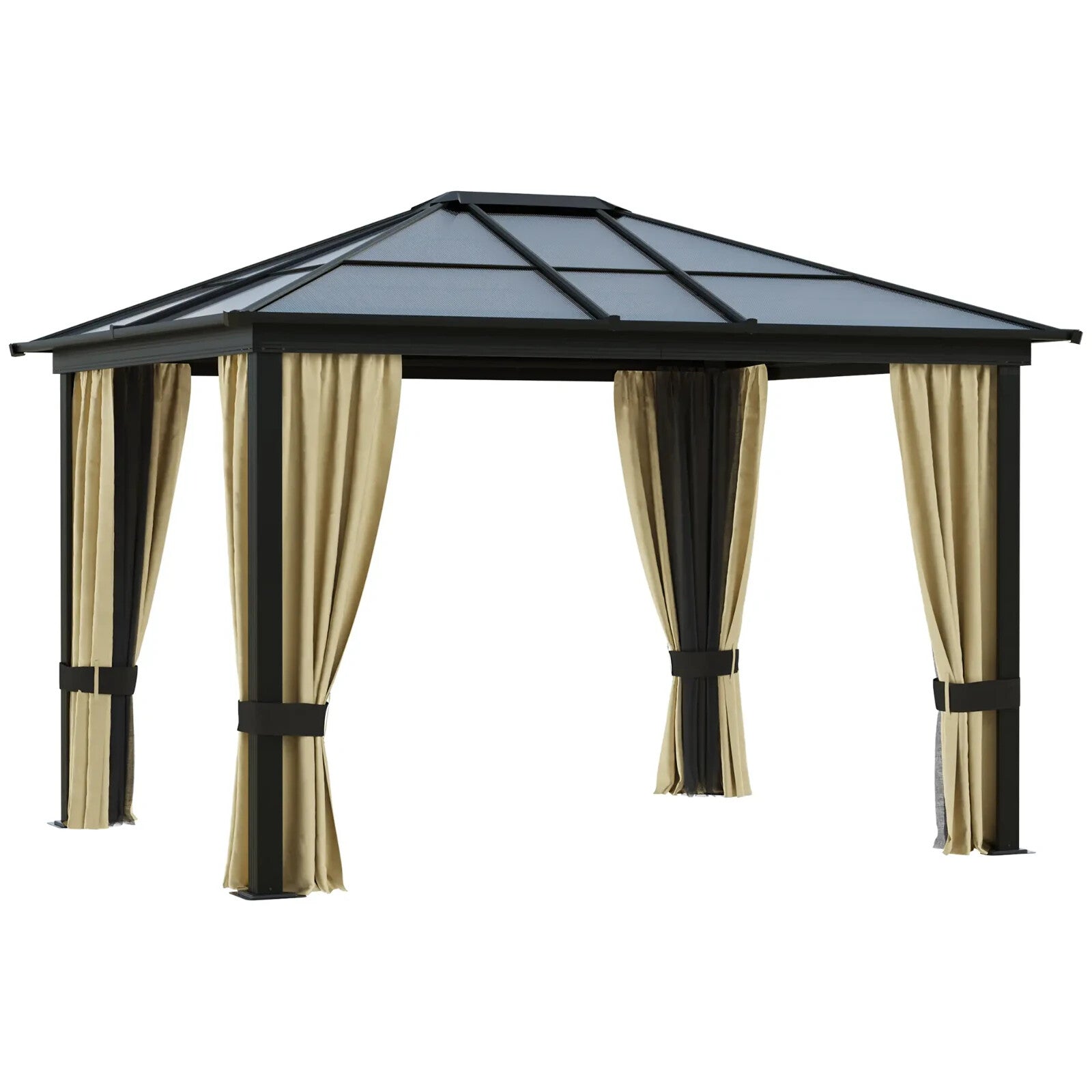 Large Hardtop Gazebo with Sides Polycarbonate Roof Metal Frame Hot Tub Shelter - Home and Garden Furniture Shop - rustic - furniture