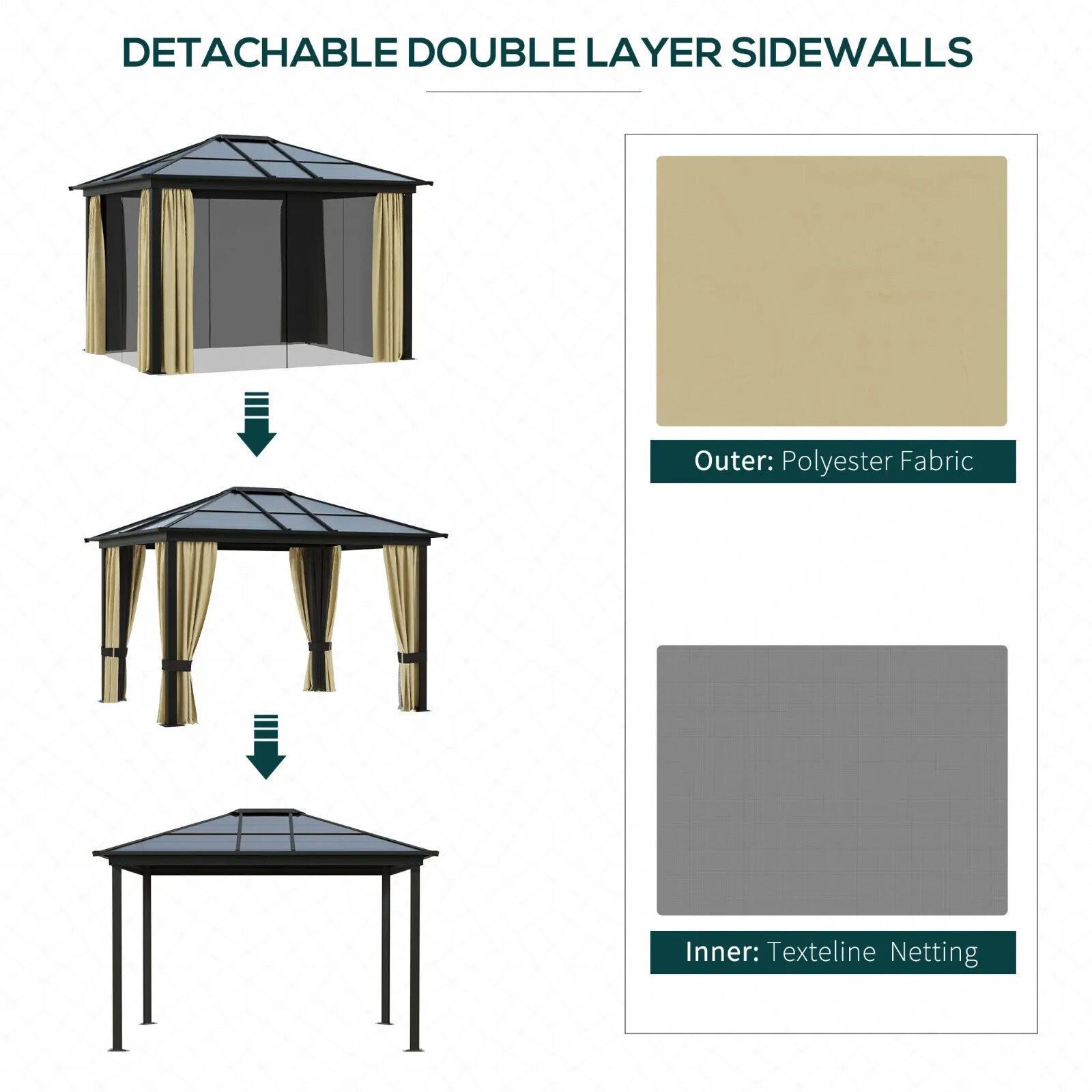 Large Hardtop Gazebo with Sides Polycarbonate Roof Metal Frame Hot Tub Shelter - Home and Garden Furniture Shop - rustic - furniture