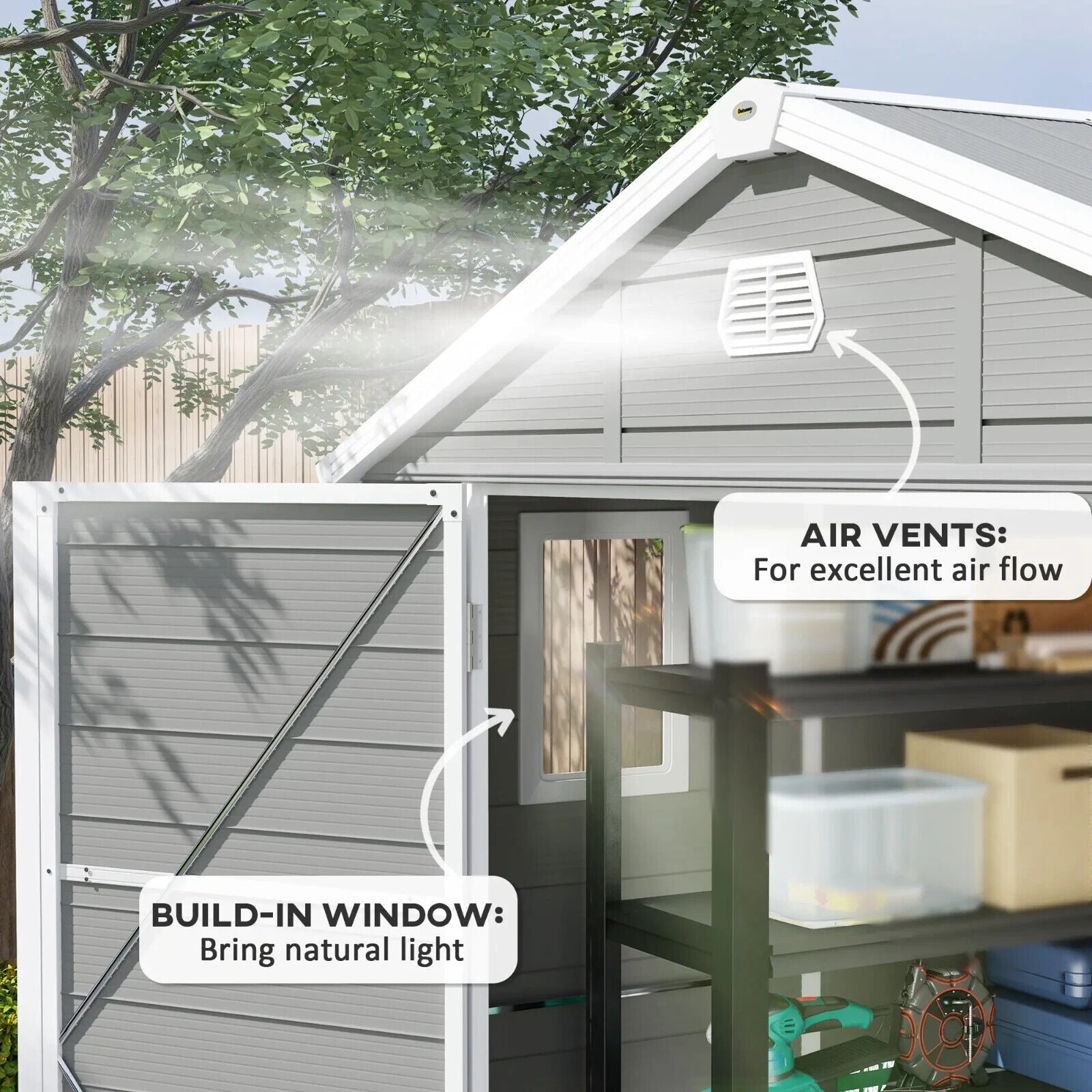 Large Heavy Duty 8 x 6ft Garden Shed Storage w/ Foundation Kit Vents Double Door - Home and Garden Furniture Shop - #rustic - furniture#