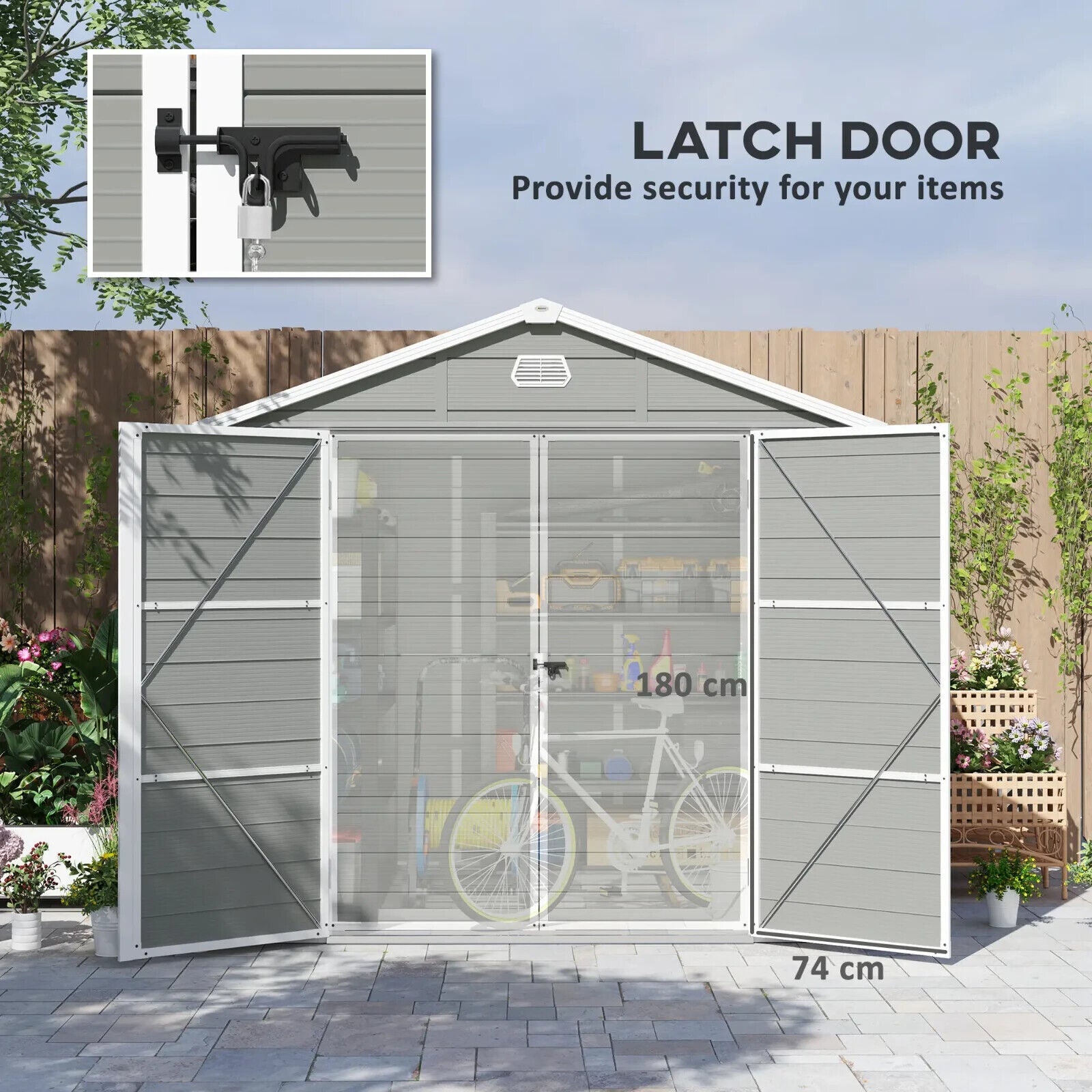 Large Heavy Duty 8 x 6ft Garden Shed Storage w/ Foundation Kit Vents Double Door - Home and Garden Furniture Shop - #rustic - furniture#