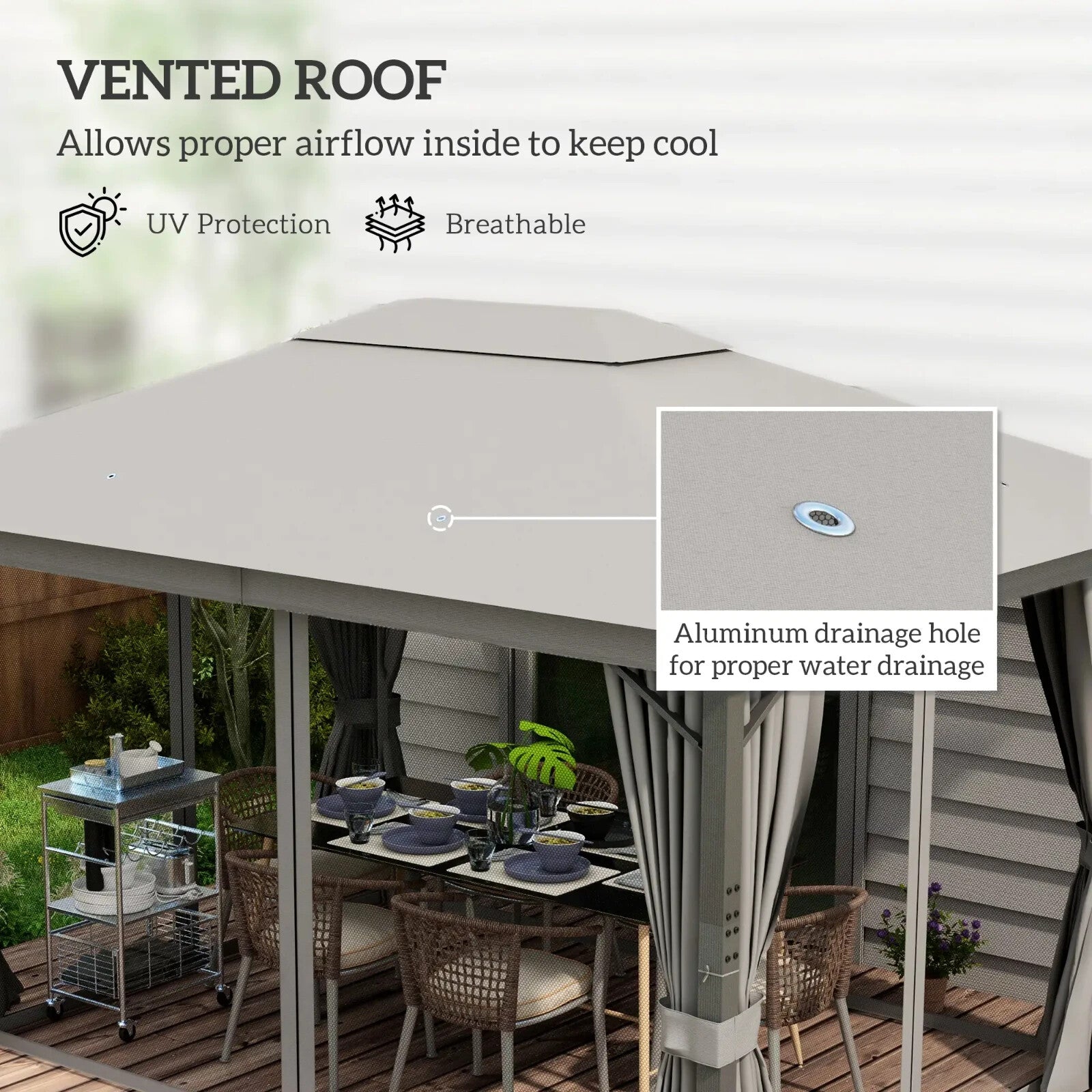 Large Heavy Duty Gazebo Sides 4 x 3m Garden Shelter Vented Roof Netting Curtains - Home and Garden Furniture Shop - rustic - furniture