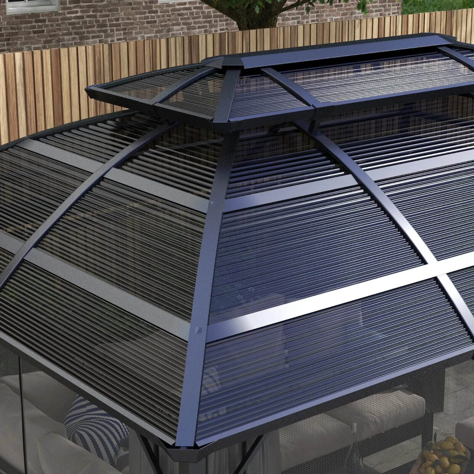 Large Heavy Duty Gazebo with Polycarbonate Roof 4 x 3m Aluminium Frame Curtains - Home and Garden Furniture Shop - #rustic - furniture#