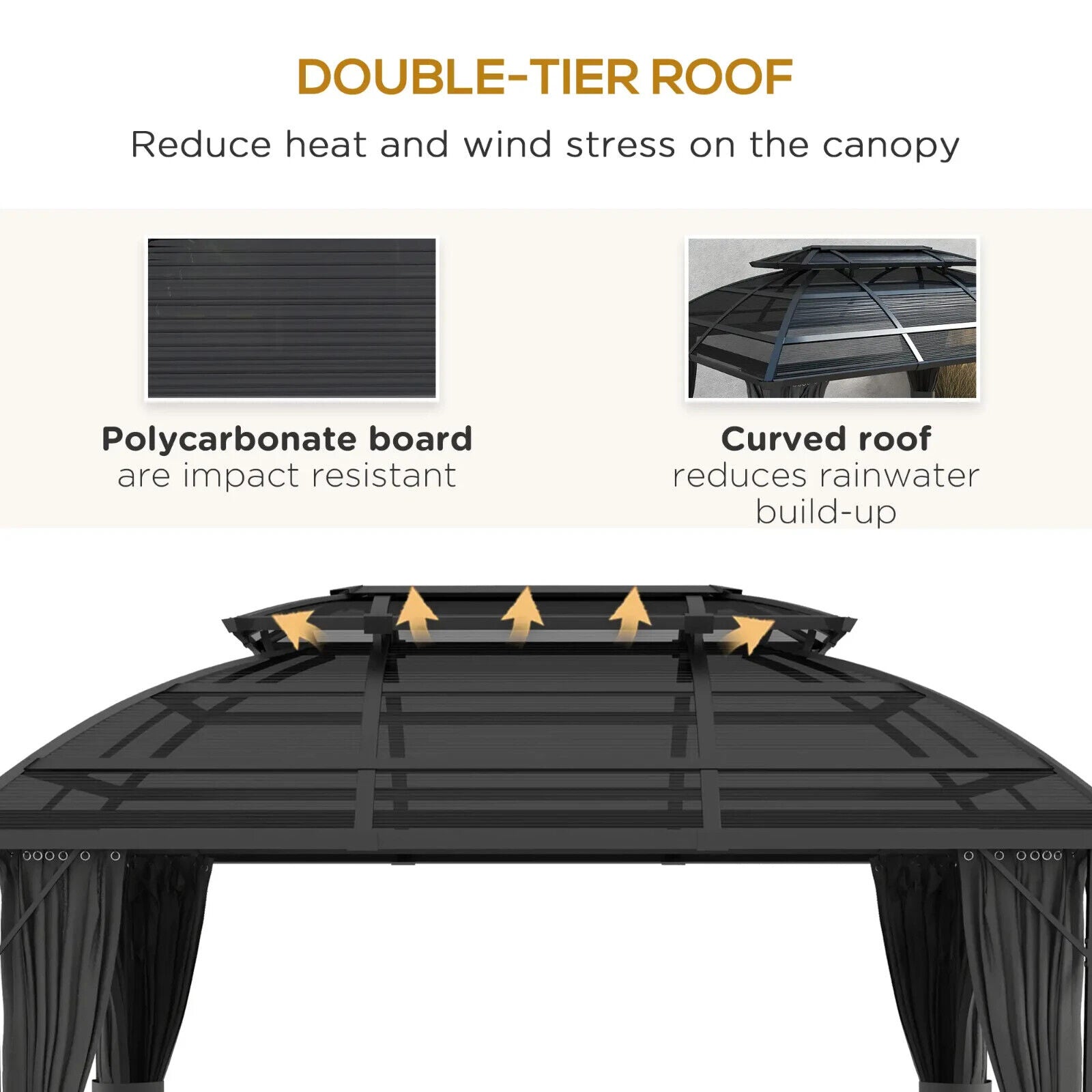 Large Heavy Duty Gazebo with Polycarbonate Roof 4 x 3m Aluminium Frame Curtains - Home and Garden Furniture Shop - #rustic - furniture#
