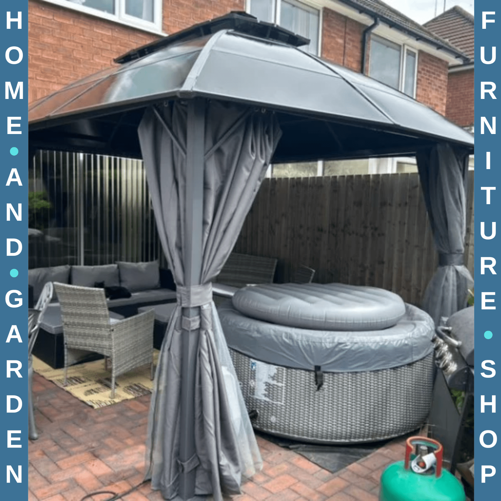 Large Heavy Duty Gazebo with Polycarbonate Roof 4 x 3m Aluminium Frame Curtains - Home and Garden Furniture Shop - #rustic - furniture#