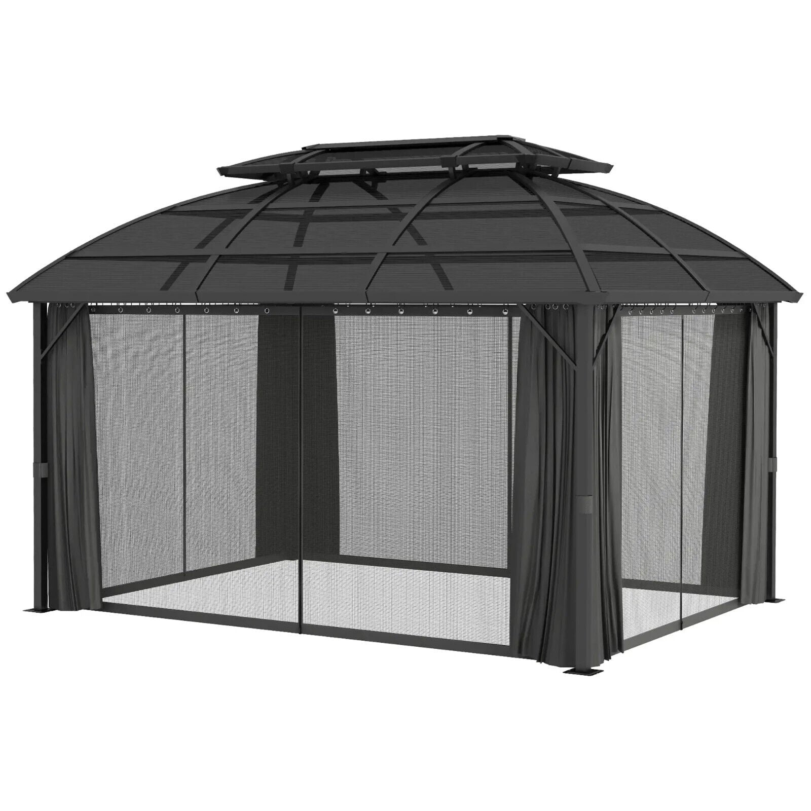 Large Heavy Duty Gazebo with Polycarbonate Roof 4 x 3m Aluminium Frame Curtains - Home and Garden Furniture Shop - #rustic - furniture#
