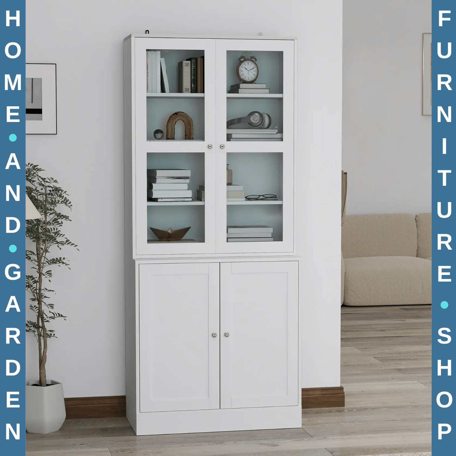 Large Kitchen Larder Cabinet Bookcase Display Storage Doors Adjustable Shelves - Home and Garden Furniture Shop - rustic - furniture